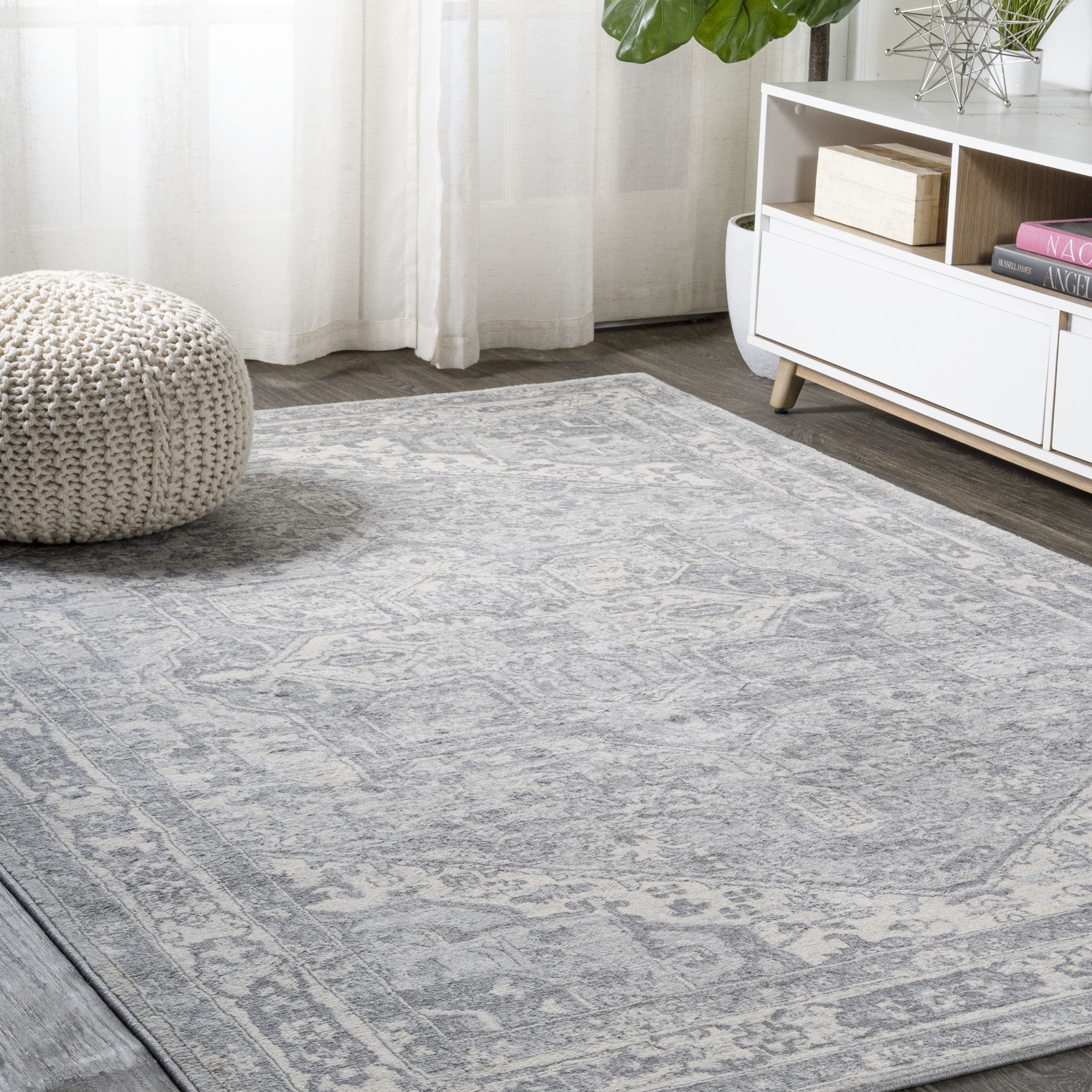 Photos - Area Rug Modern JONATHAN Y Lighting MDP106-3  Persian 3' x 5' Polypropylene Botanical Traditional and Vintage Indoor  Light Gr 