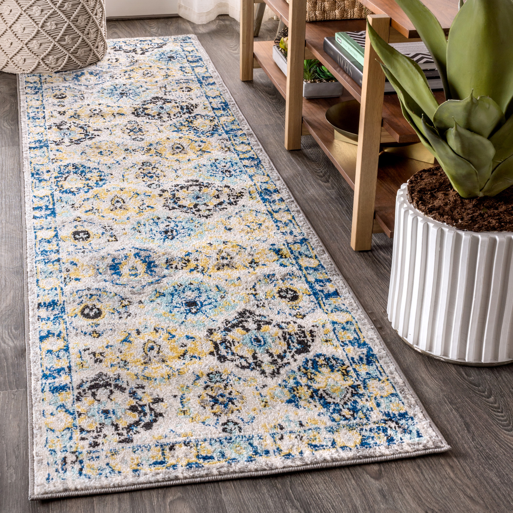 Photos - Area Rug Modern JONATHAN Y Lighting MDP205-28  Persian 2-1/4' x 8' Polypropylene Abstract Border Botanical and Trellis Indoor Runner B 