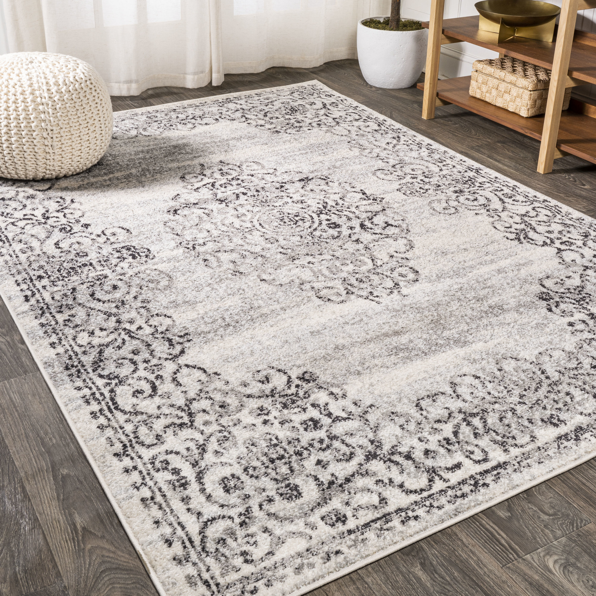 Photos - Area Rug Modern JONATHAN Y Lighting MDP206-4  Persian 4' x 6' Polypropylene Traditional Indoor  Dark Gray / Cream Home Decor R 