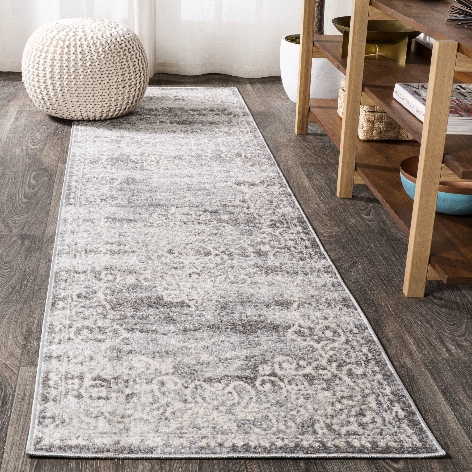 Photos - Area Rug Modern JONATHAN Y Lighting MDP206-28  Persian 2-1/4' x 8' Polypropylene Traditional Indoor Runner Light Gray / Cream Home Dec 