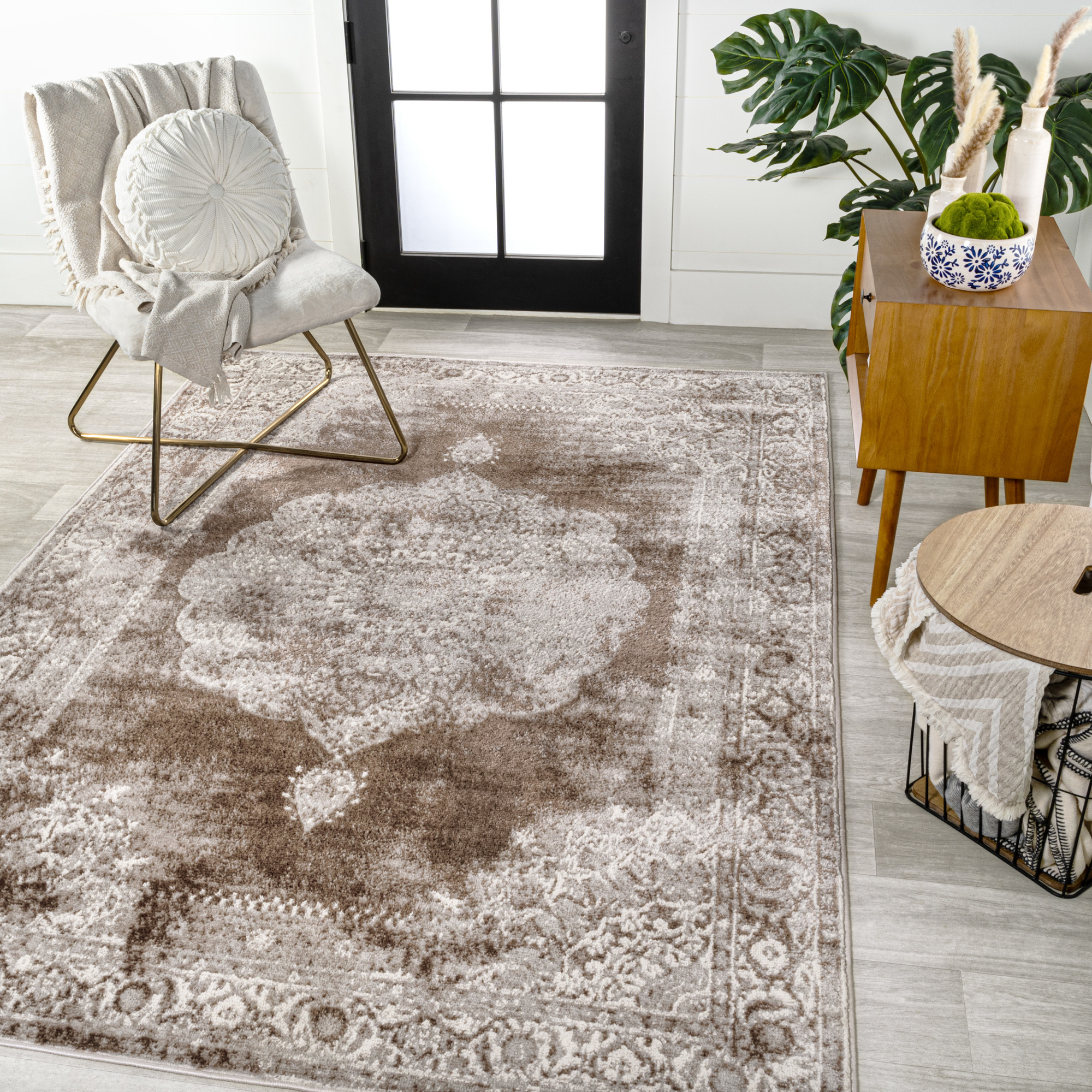 Photos - Area Rug Modern JONATHAN Y Lighting MDP402-5  Persian 5-1/4' x 7-1/2' Polypropylene Border and Traditional Indoor Rectangular  