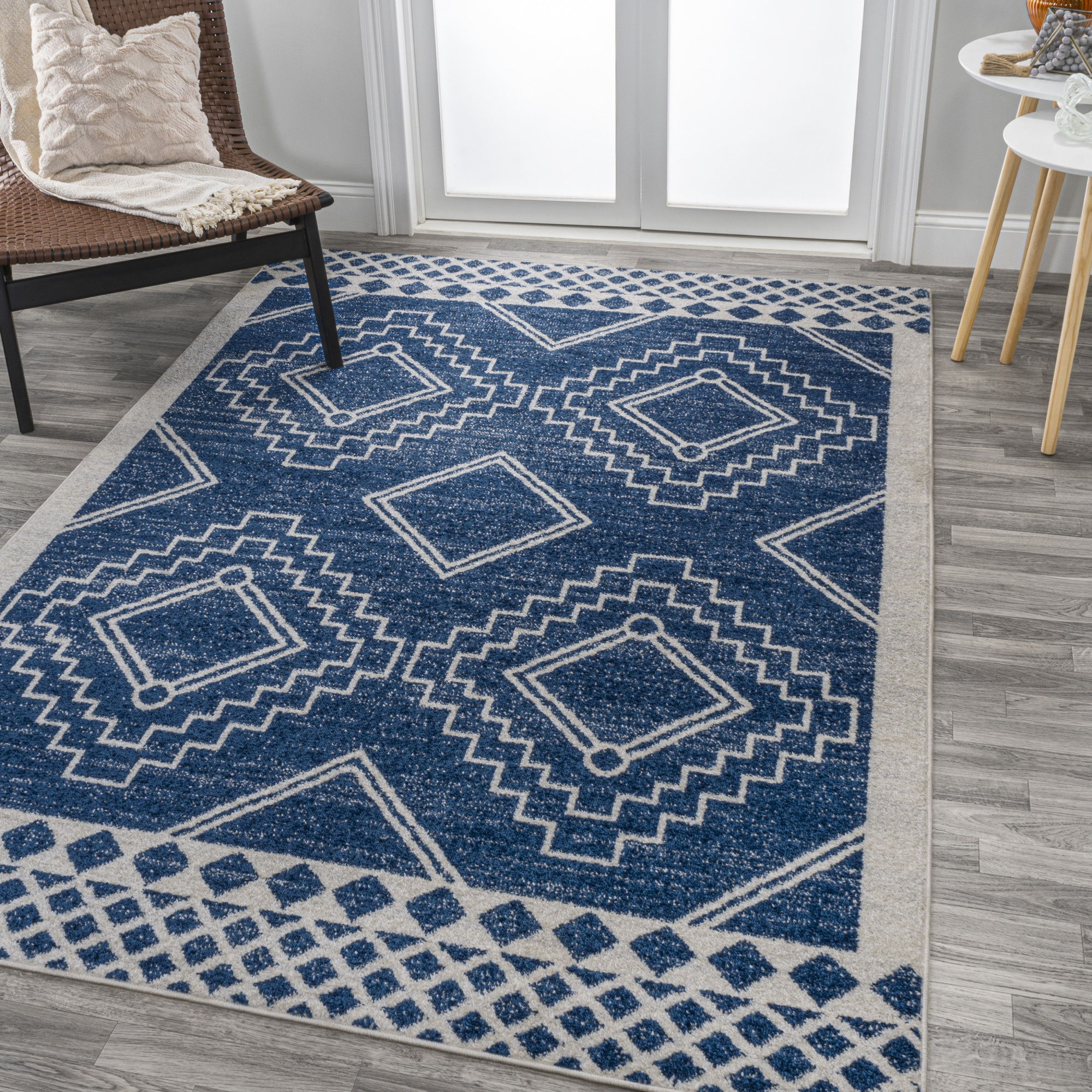 Photos - Area Rug JONATHAN Y Lighting MOH200-4 Moroccan Hype 4' x 6' Polypropylene Geometric and Moroccan & Tribal Indoor  Navy / Ivor