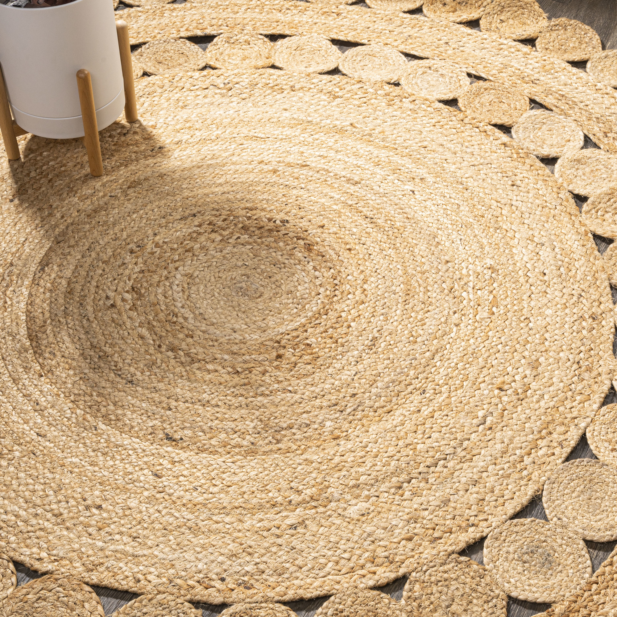 Photos - Area Rug Border JONATHAN Y Lighting RNF104-8R Ansa Collection 8' x 8' Jute  Geometric and Solid Indoor  Natural Home Decor Rug 
