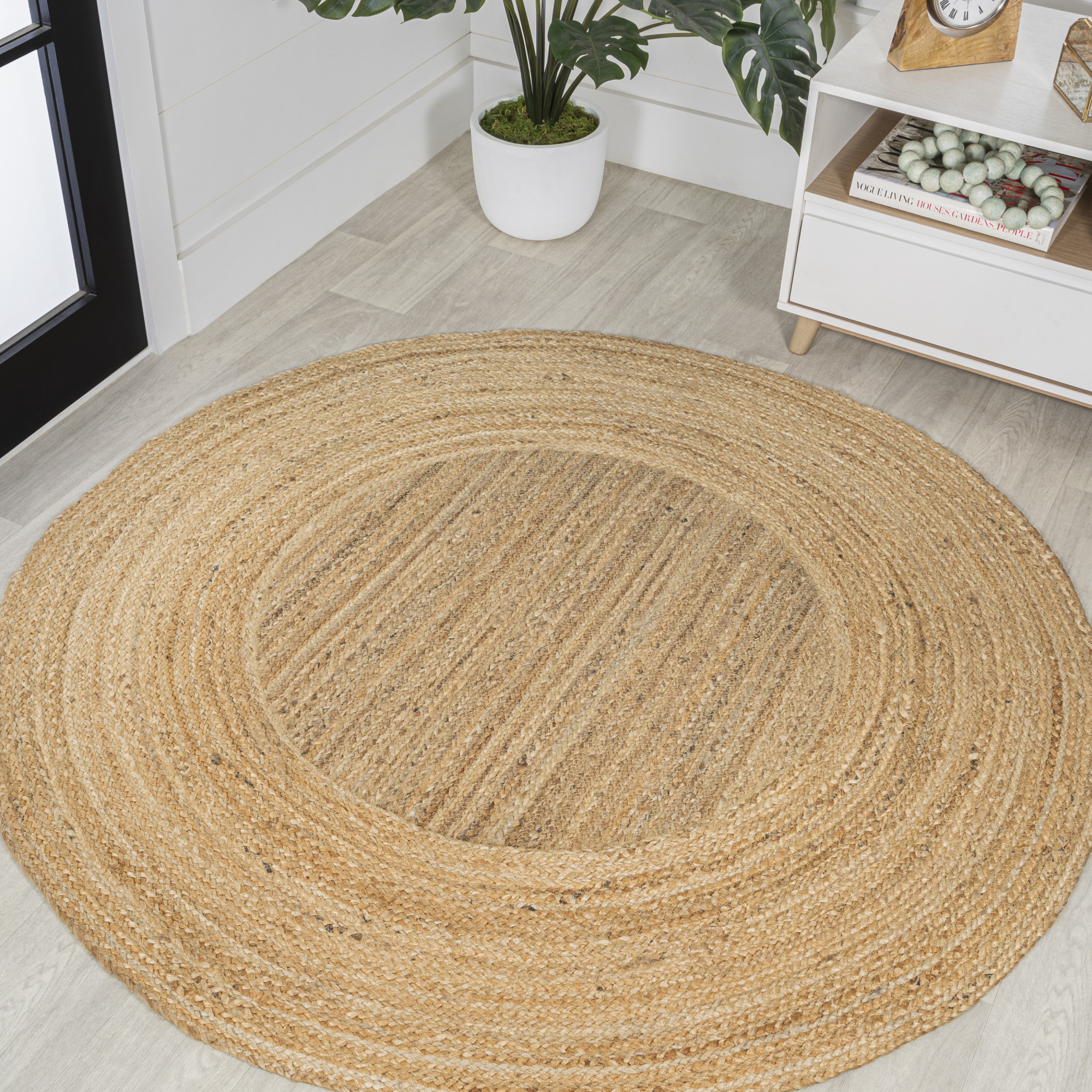 Photos - Area Rug JONATHAN Y Lighting RNF110-4R Ansa Collection 4' x 4' Jute Power Loomed Solid Indoor  Natural Home Decor Rugs Area R