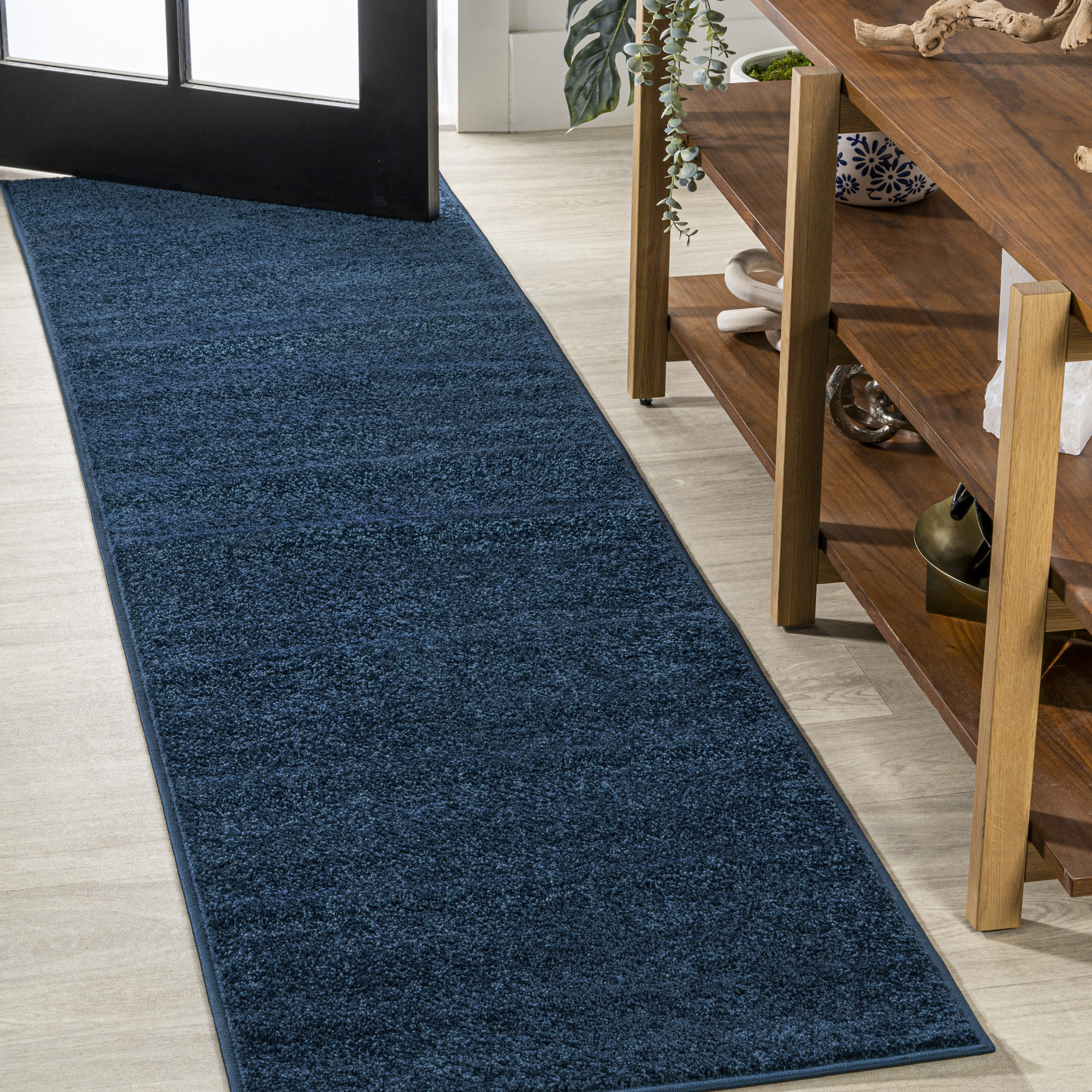 Photos - Area Rug SOLID JONATHAN Y Lighting SEU100-210 Supersoft 2' x 10' Polypropylene  Indoor Runner Navy Home Decor Rugs Runners SEU100C-210 