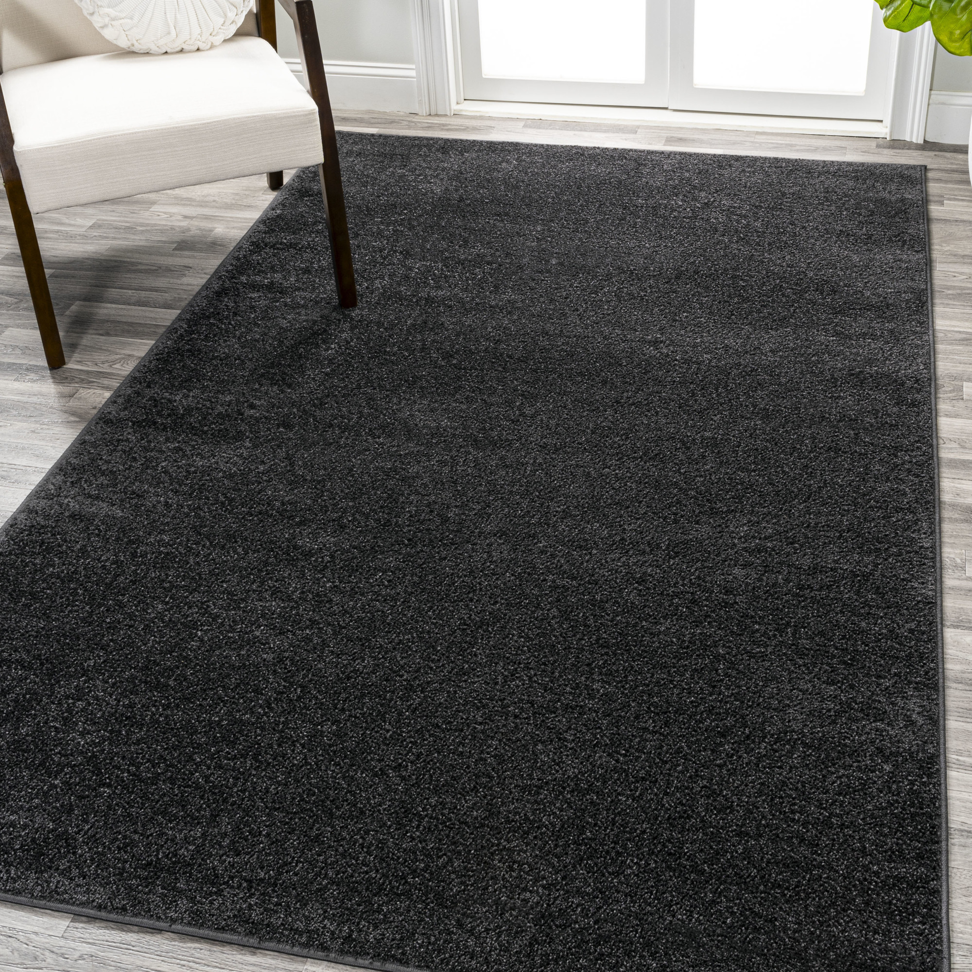 Photos - Area Rug SOLID JONATHAN Y Lighting SEU100-3 Supersoft 2-3/4' x 5' Polypropylene  Indoor  Black Home Decor Rugs s SEU10 