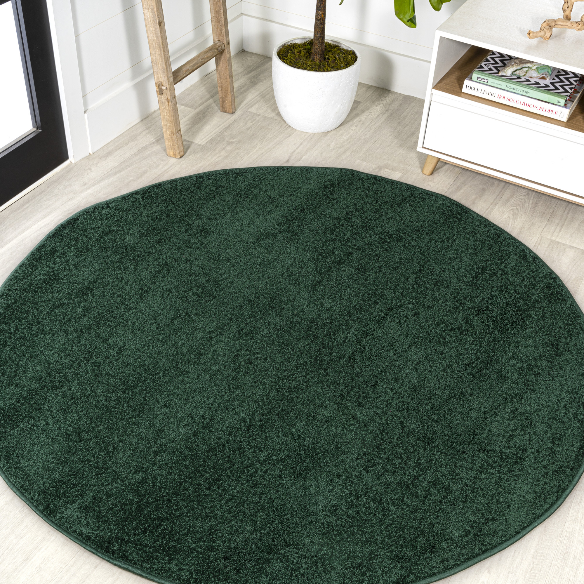 Photos - Area Rug SOLID JONATHAN Y Lighting SEU100-6R Supersoft 6-1/4' x 6-1/4' Polypropylene  Indoor Round  Emerald Home Decor Rugs Ar 