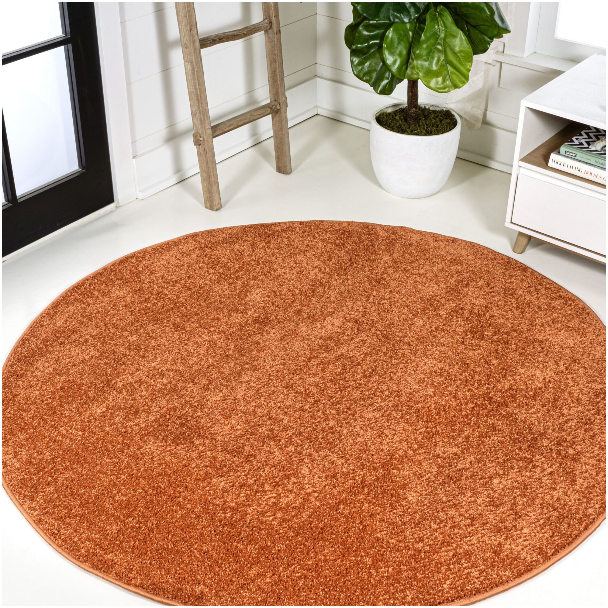 Photos - Area Rug SOLID JONATHAN Y Lighting SEU100-4R Supersoft 4' x 4' Polypropylene  Indoor Round  Orange Home Decor Rugs s S 