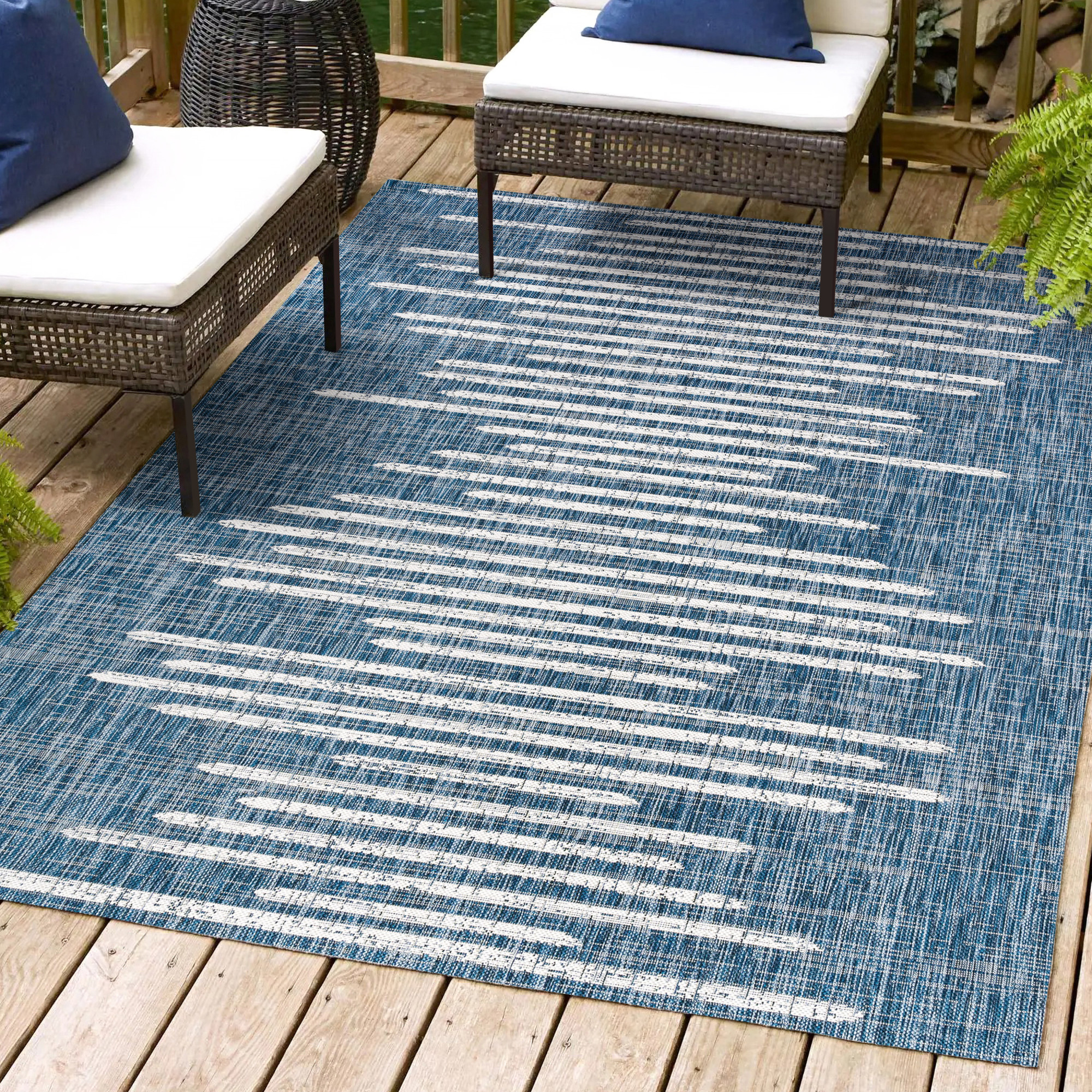 Photos - Area Rug SanTa JONATHAN Y Lighting SMB124-3  Monica 3' x 5' Polypropylene Geometric Moroccan & Tribal and Striped Indoor/Outdoor Area 