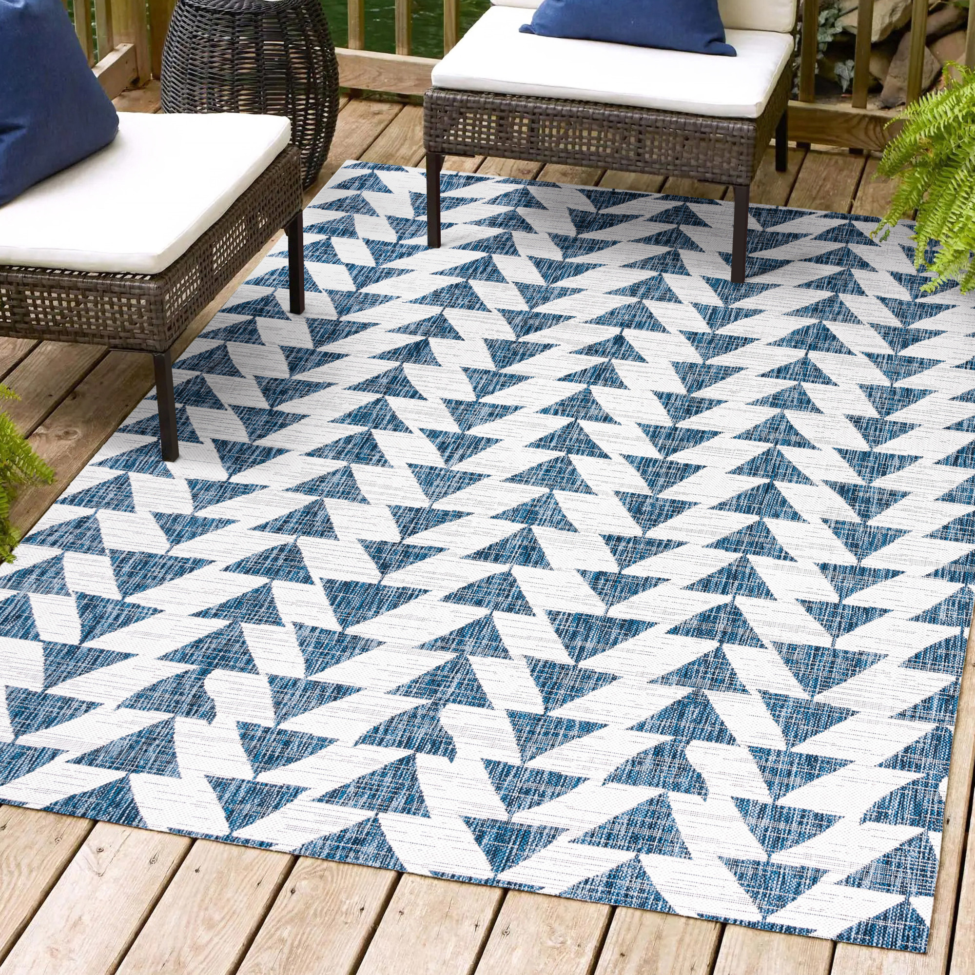 Photos - Area Rug SanTa JONATHAN Y Lighting SMB126B-5 Monica 5-1/4' x 7-1/2' Polypropylene Geometric Indoor / Outdoor Rectangle Blue