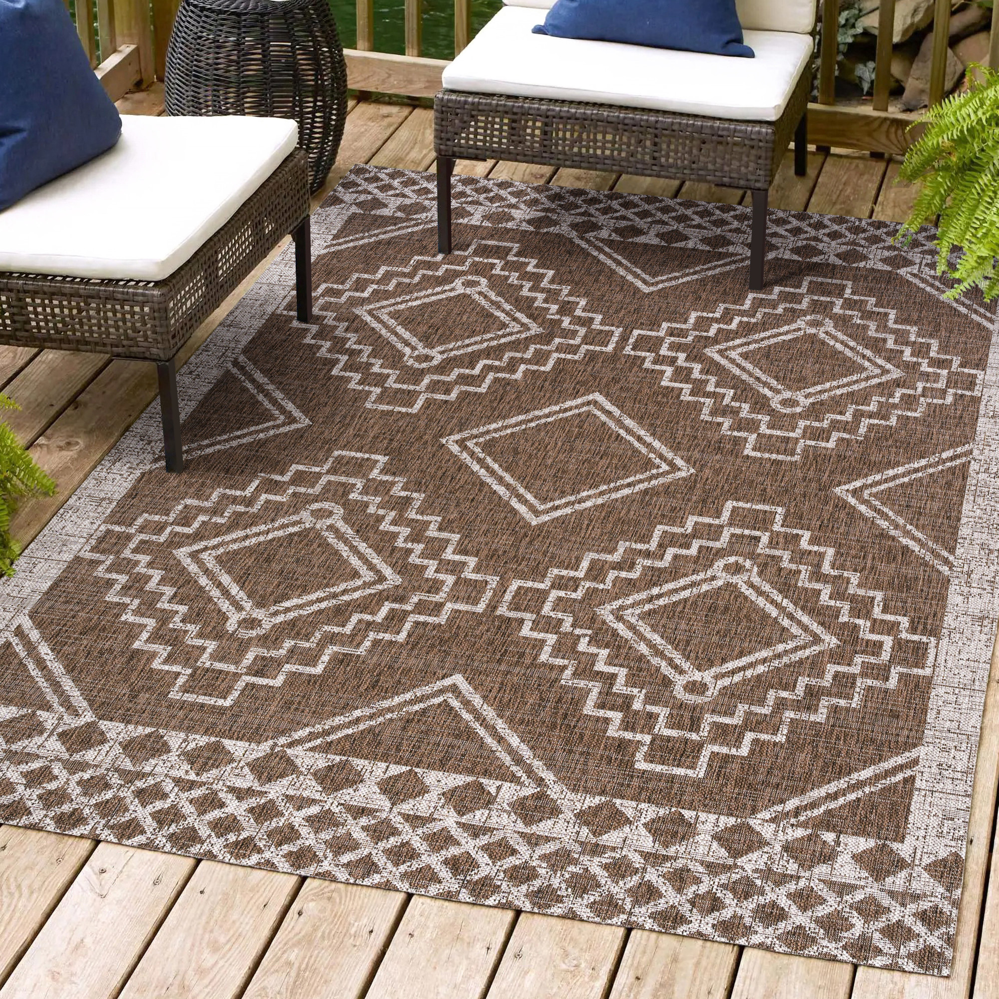 Photos - Area Rug SanTa JONATHAN Y Lighting SMB127-8 Monica 7-3/4' x 10' Polypropylene Geometric and Moroccan & Tribal Indoor/Outdoor