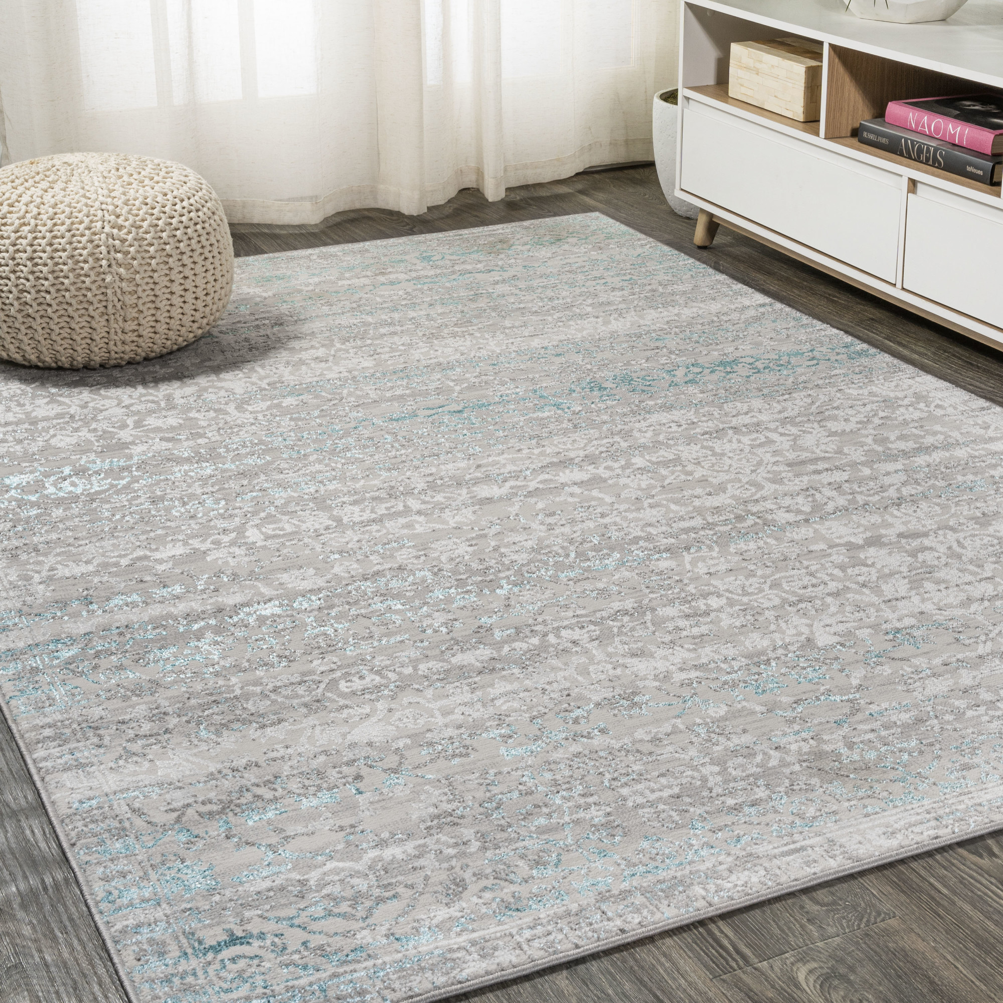 Photos - Area Rug Silk JONATHAN Y Lighting SOR202-5  Orchid 5' x 8' Polypropylene Traditional Indoor  Gray / Turquoise Home Decor Rugs 