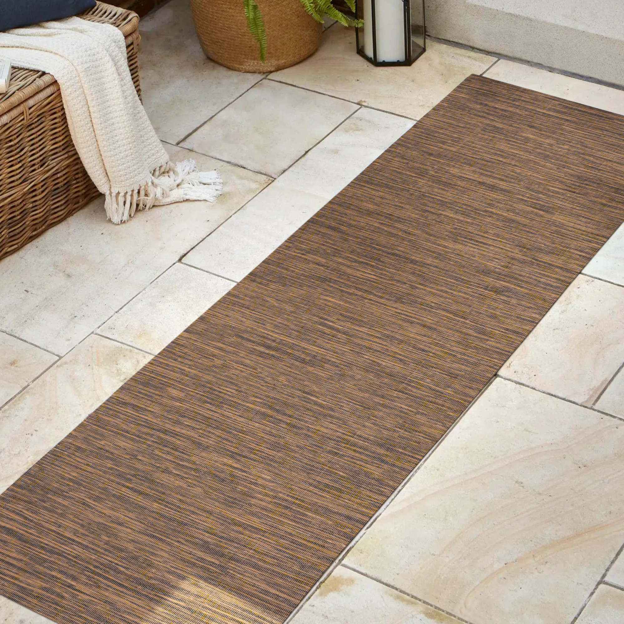 Photos - Area Rug Sun JONATHAN Y Lighting TSN100-28 Tuscan  Collection 2-1/4' x 8' Polypropylene Solid Indoor/Outdoor Runner Brown Home Decor R 