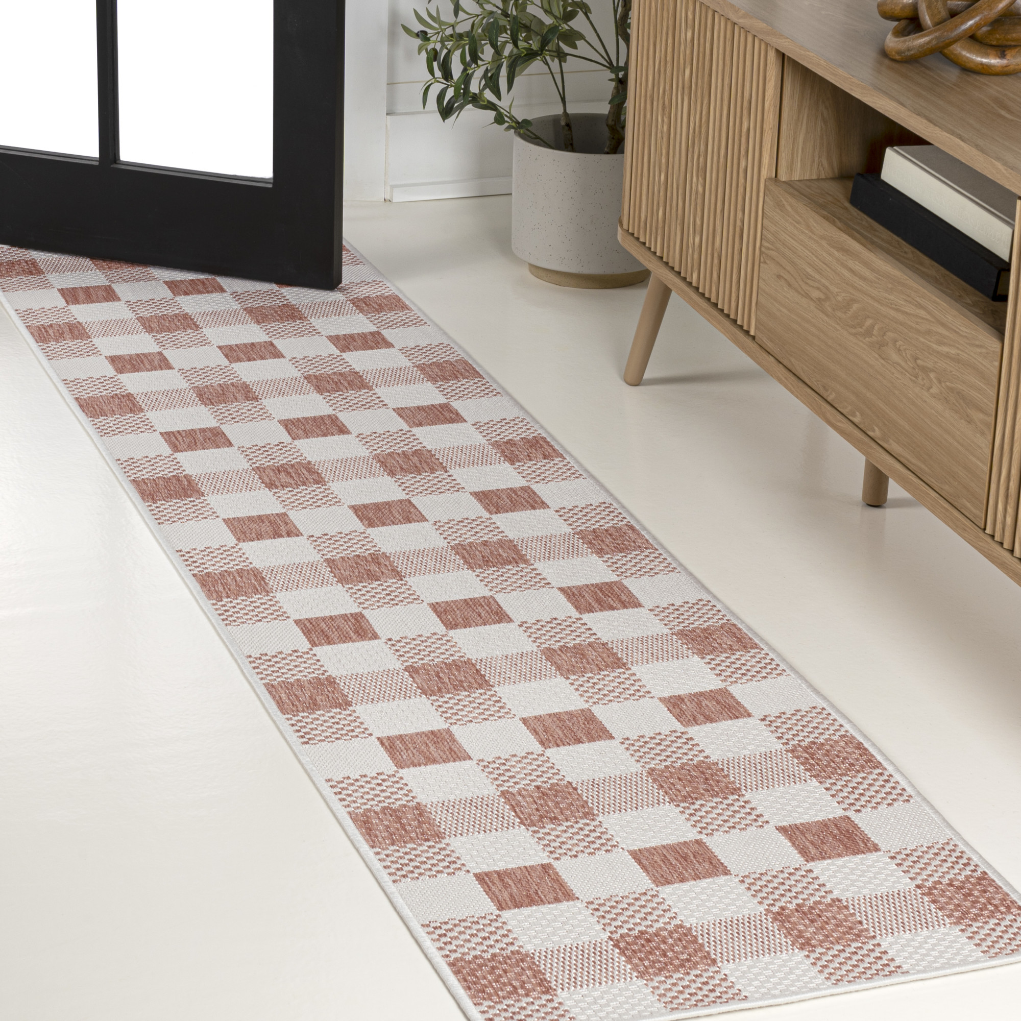Photos - Area Rug Sun JONATHAN Y Lighting TSN201-28 Tuscan 2' x 7-3/4' Geometric Plaid Traditional and Transitional Indoor/Outdoor Runner Salm