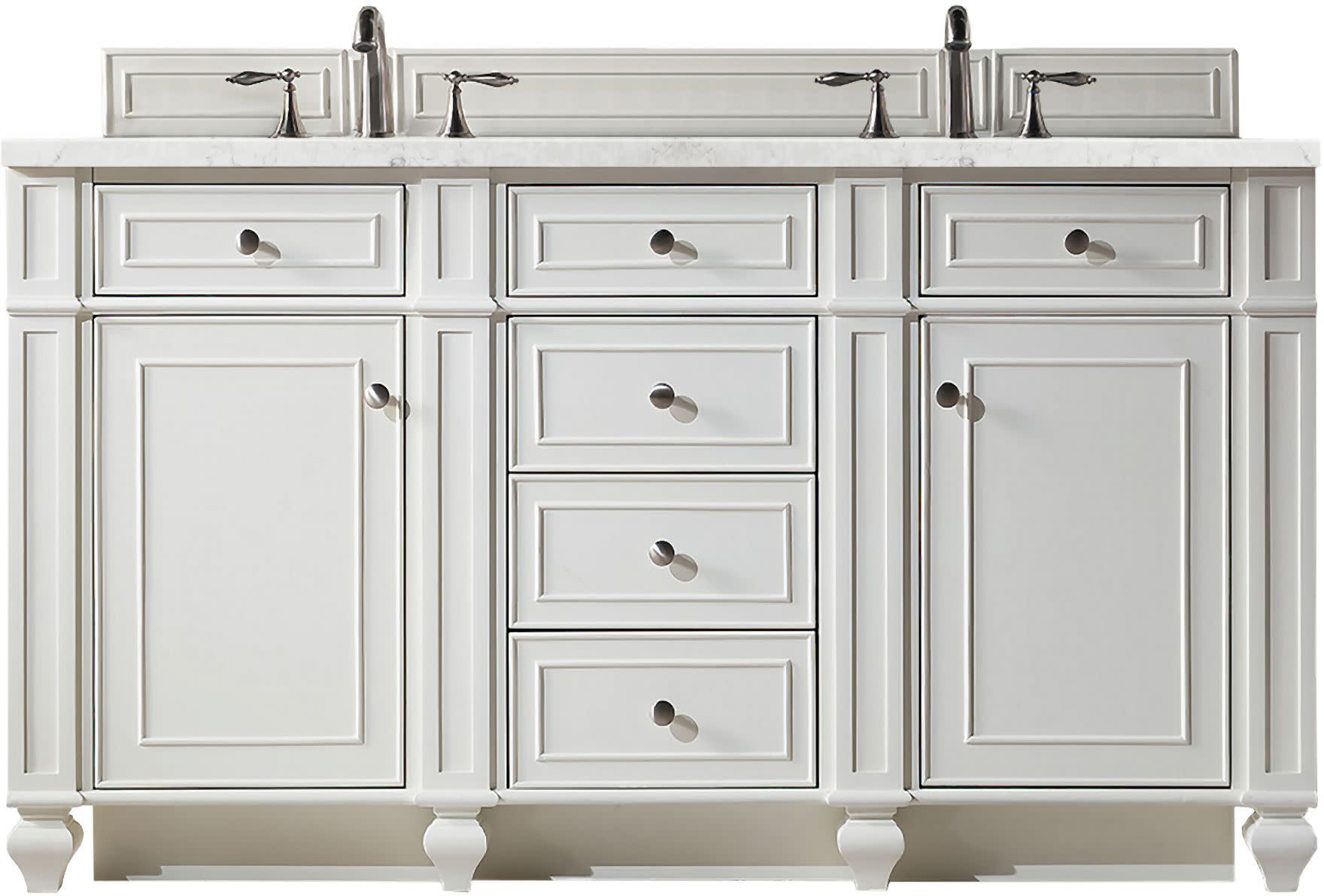 Photos - Washbasin cabinet Martin James  Vanities 157-V60D-3EJP Bristol 60" Free Standing Double Basin Hardwood Vanity Set with Eternal Jasmine Pearl Qu 