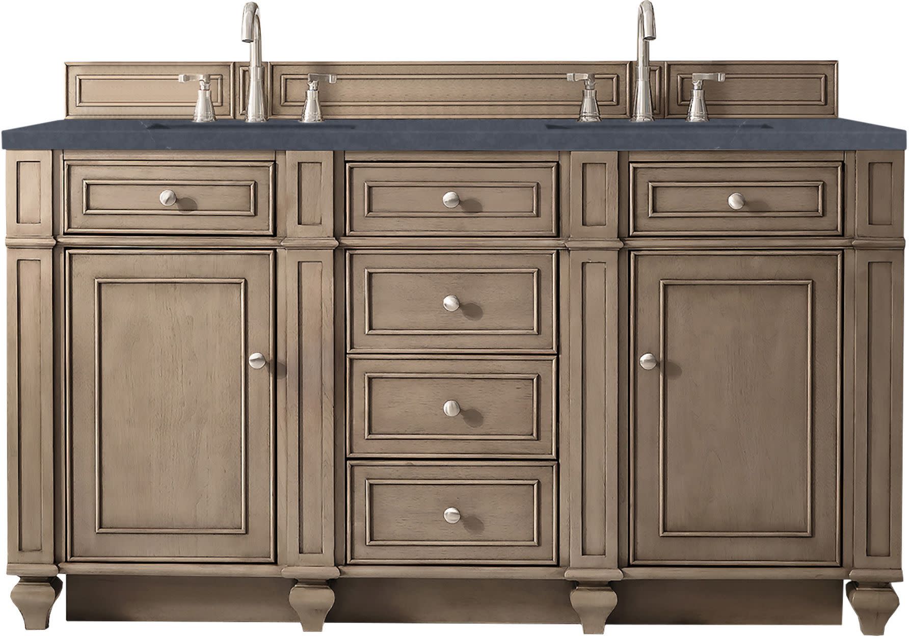 Photos - Washbasin cabinet Martin James  Vanities 157-V60D-3CSP Bristol 60" Free Standing Double Basin Hardwood Vanity Set with Charcoal Soapstone Quart 