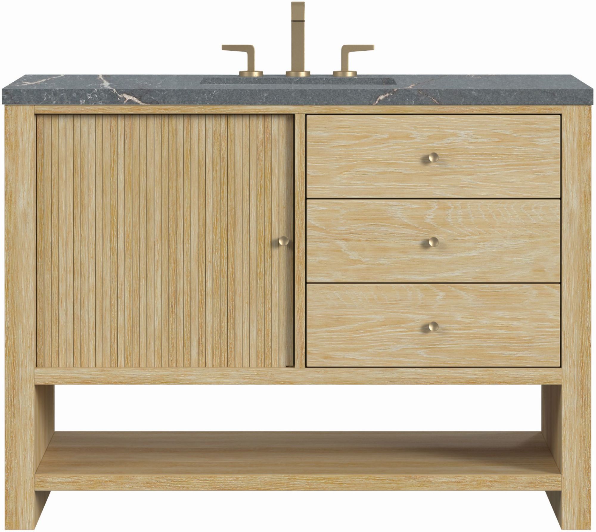 James Martin Vanities D404-V48-3PBL Marigot 48" Single Basin Wood Vanity Set with 3cm Parisien Bleu Silestone Quartz Vanity Top Rectangular Sink and
