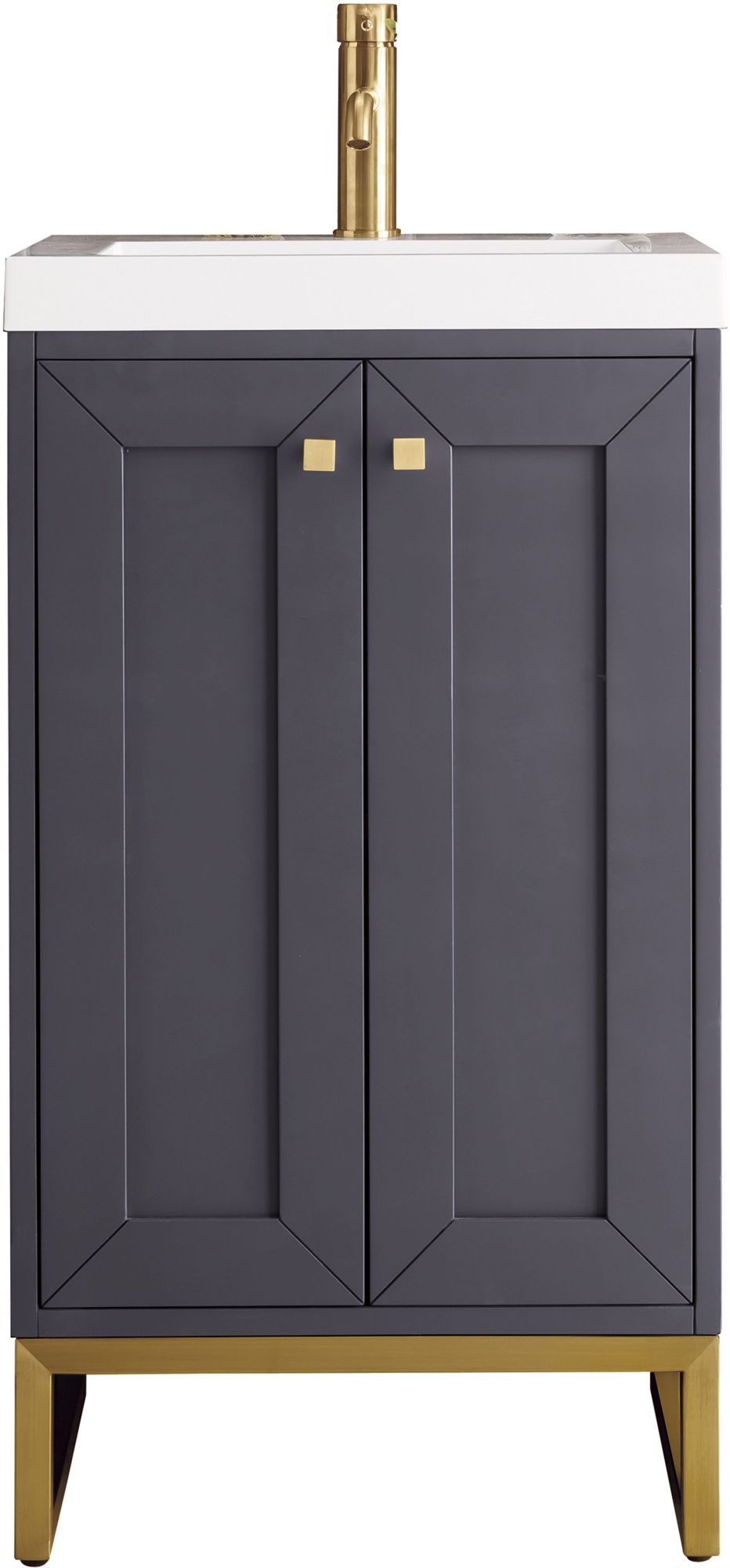 James Martin Vanities E303V20RGDWG Chianti 20" Free Standing Single Basin Poplar Wood Vanity Set with Resin Top Mineral Grey Bathroom Storage Vanity