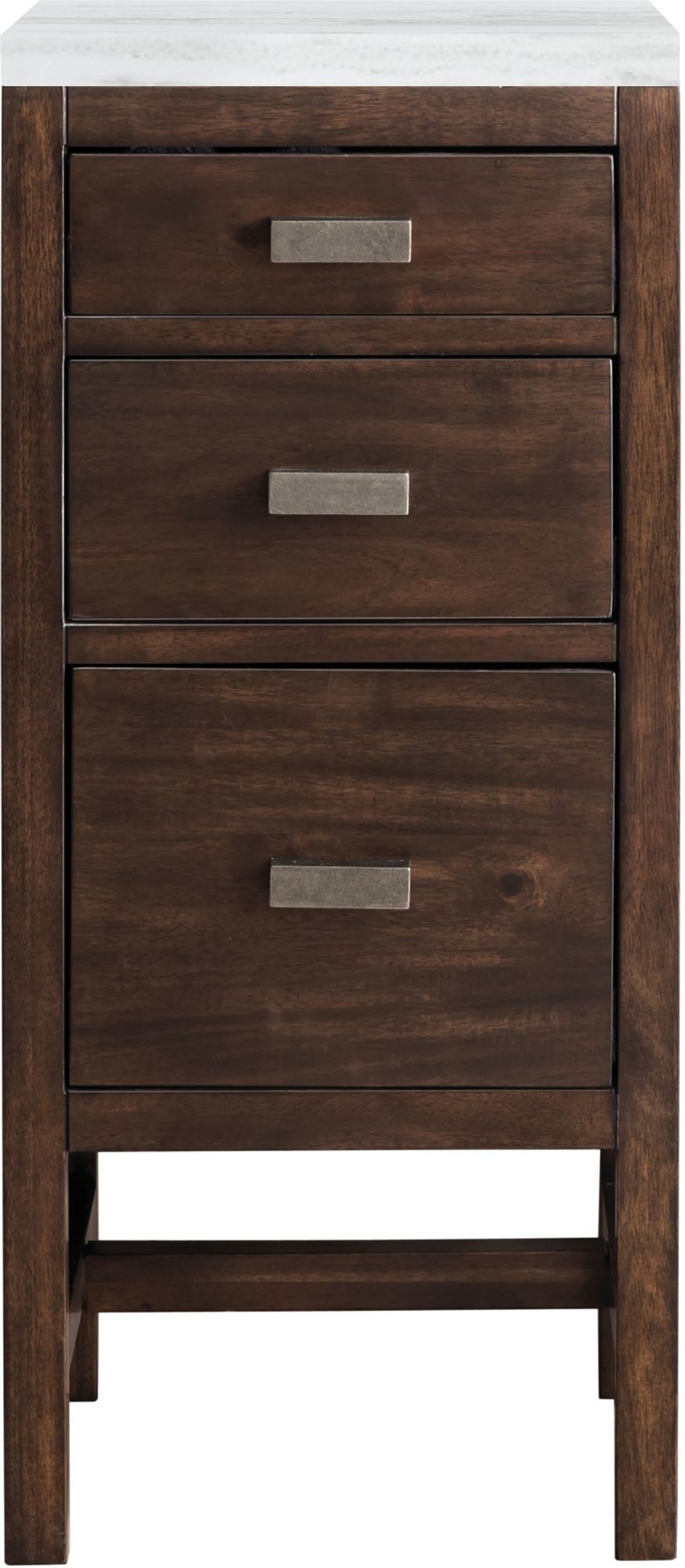 Photos - Wardrobe Martin James  Vanities E444-BC15-3AF Addison 15" Side Cabinet with Arctic Fall Solid Surface Top Mid Century Acacia Bathroom 