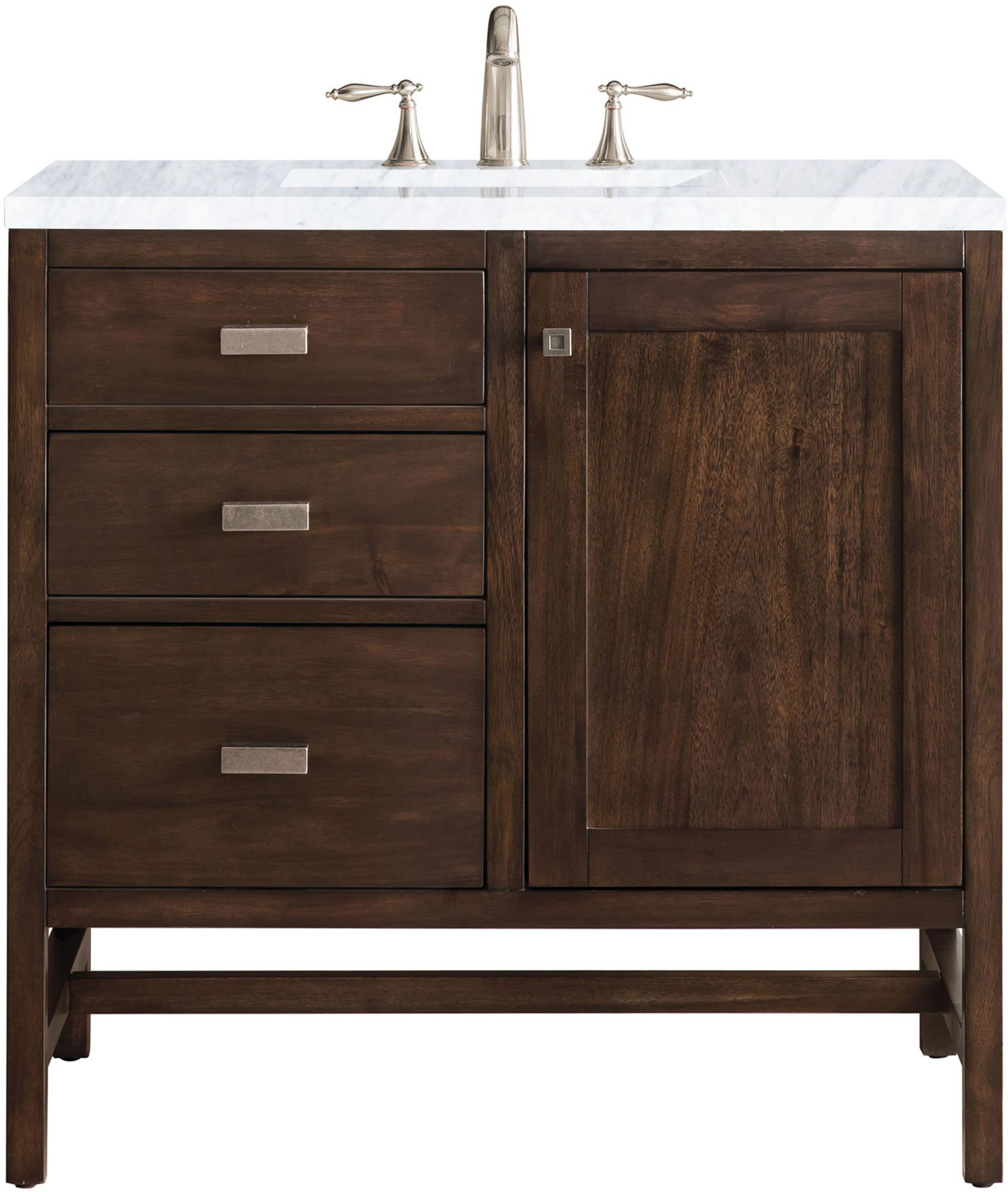 Photos - Washbasin cabinet Martin James  Vanities E444-V36-3CAR Addison 36" Free Standing Single Basin Hardwood Vanity Set with 1-3/16" Carrara White Ma 