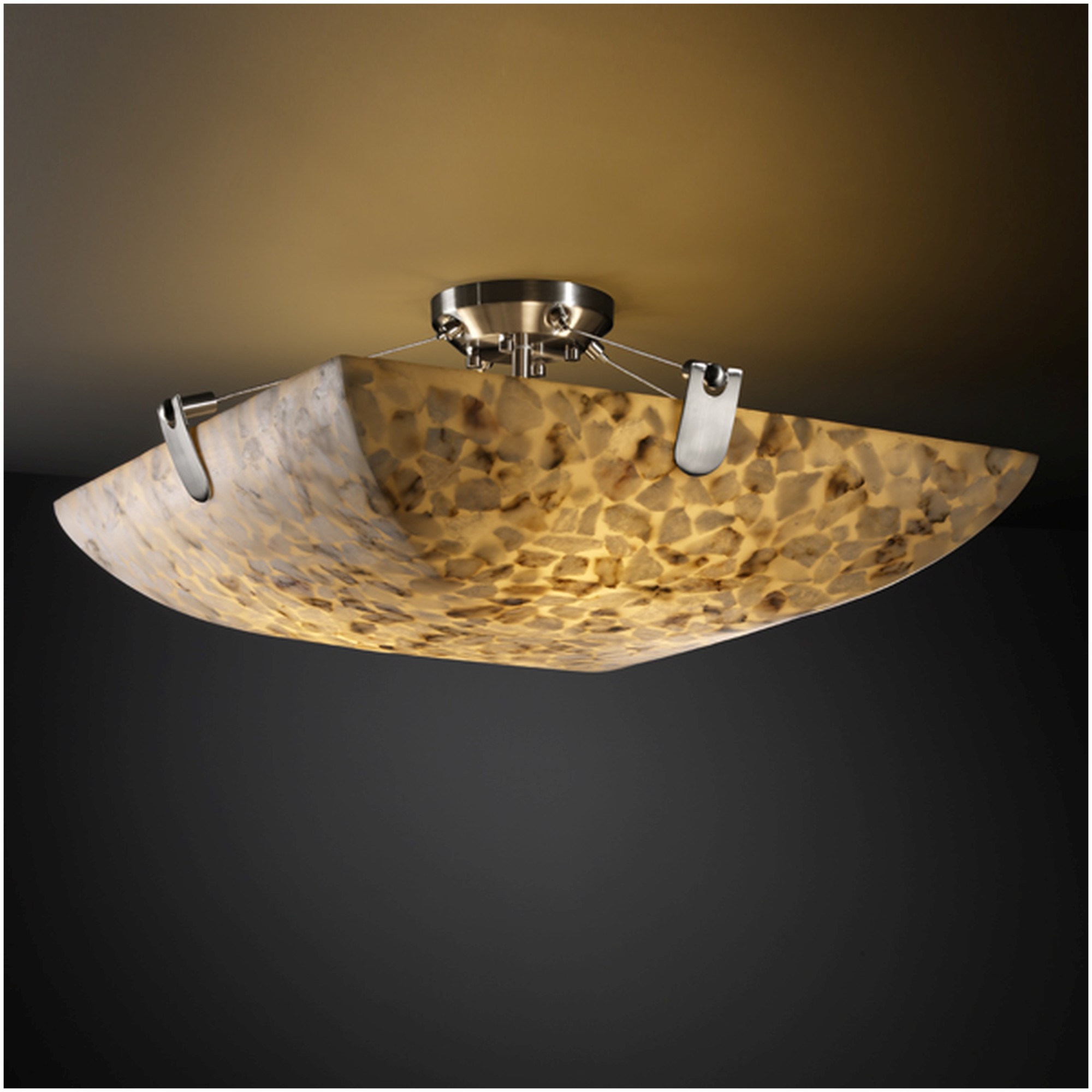 Photos - Chandelier / Lamp Wide Justice Design Group ALR-9612-25 Alabaster Rocks! 6 Light 27"  Semi-Flush Bowl Ceiling Fixture with Shaved Alabaster Roc 