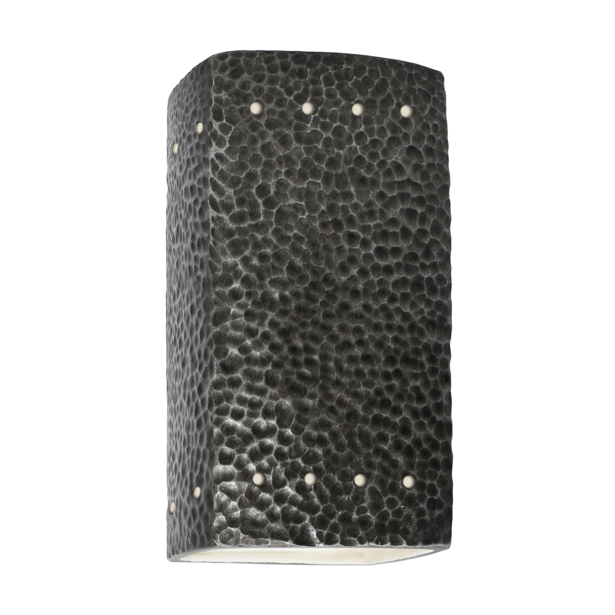 Photos - Chandelier / Lamp Justice Design Group CER-0925 Ambiance 10" Tall Perforated Rectangular Open Top Wall Sconce Hammered Pewter Indoor Lighting