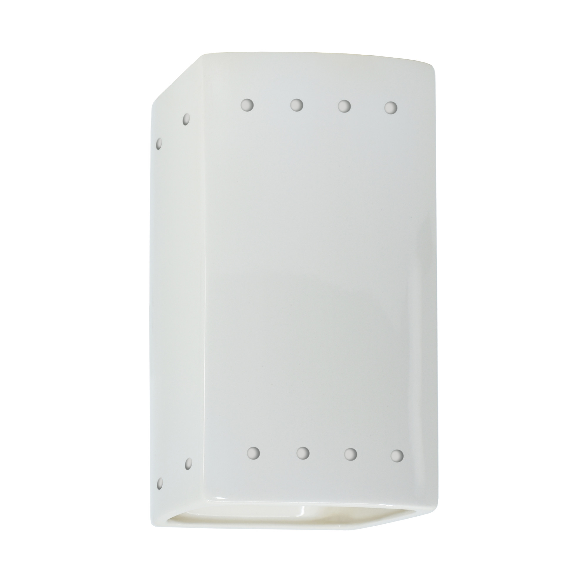 Photos - Chandelier / Lamp GLOSS Justice Design Group CER-0925 Ambiance 10" Tall Perforated Rectangular Open Top Wall Sconce  White Indoor Lighting Wall 