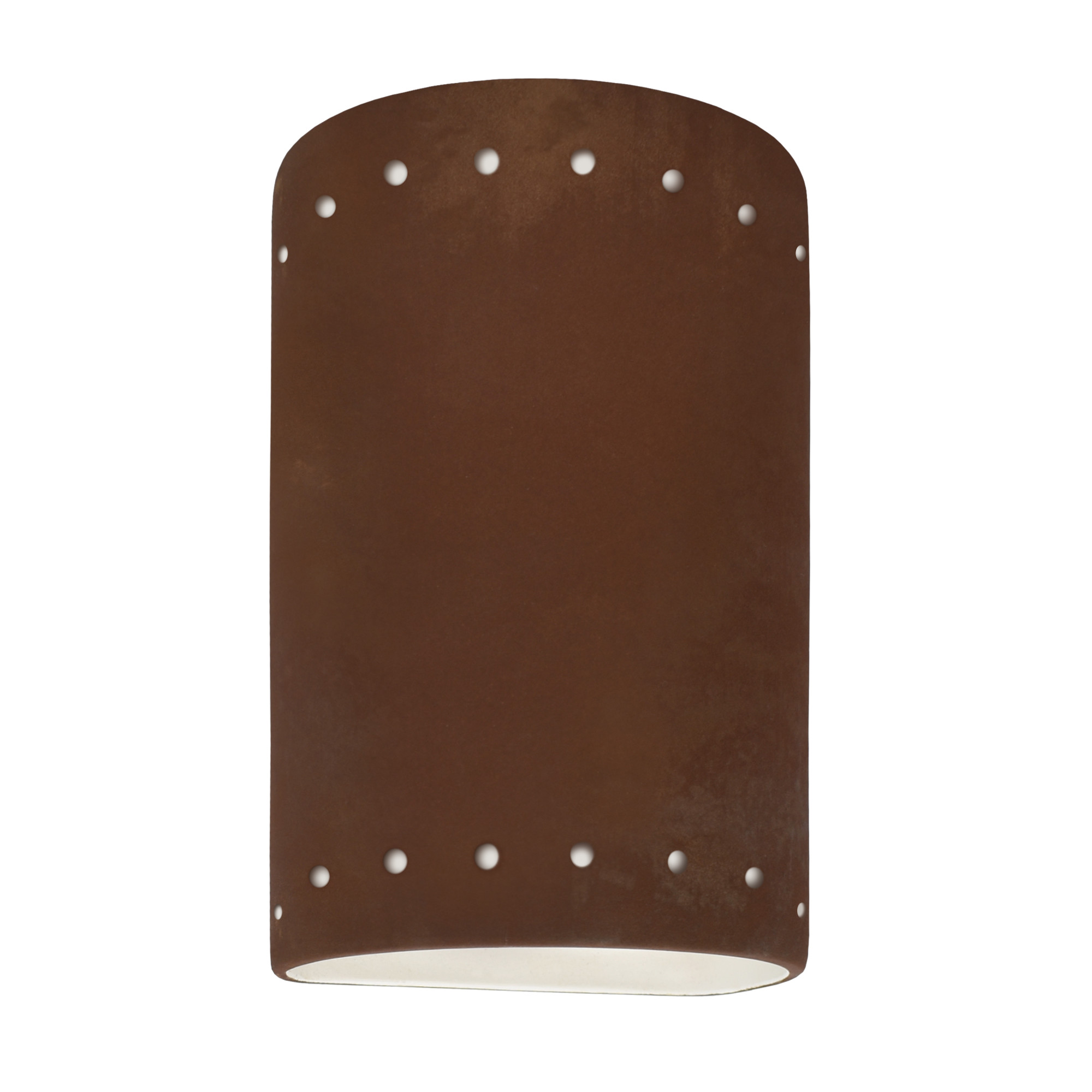 Photos - Chandelier / Lamp Justice Design Group CER-0995 Ambiance 10" Tall Perforated Half Cylinder Open Top Wall Sconce Real Rust Indoor Lighting Wall