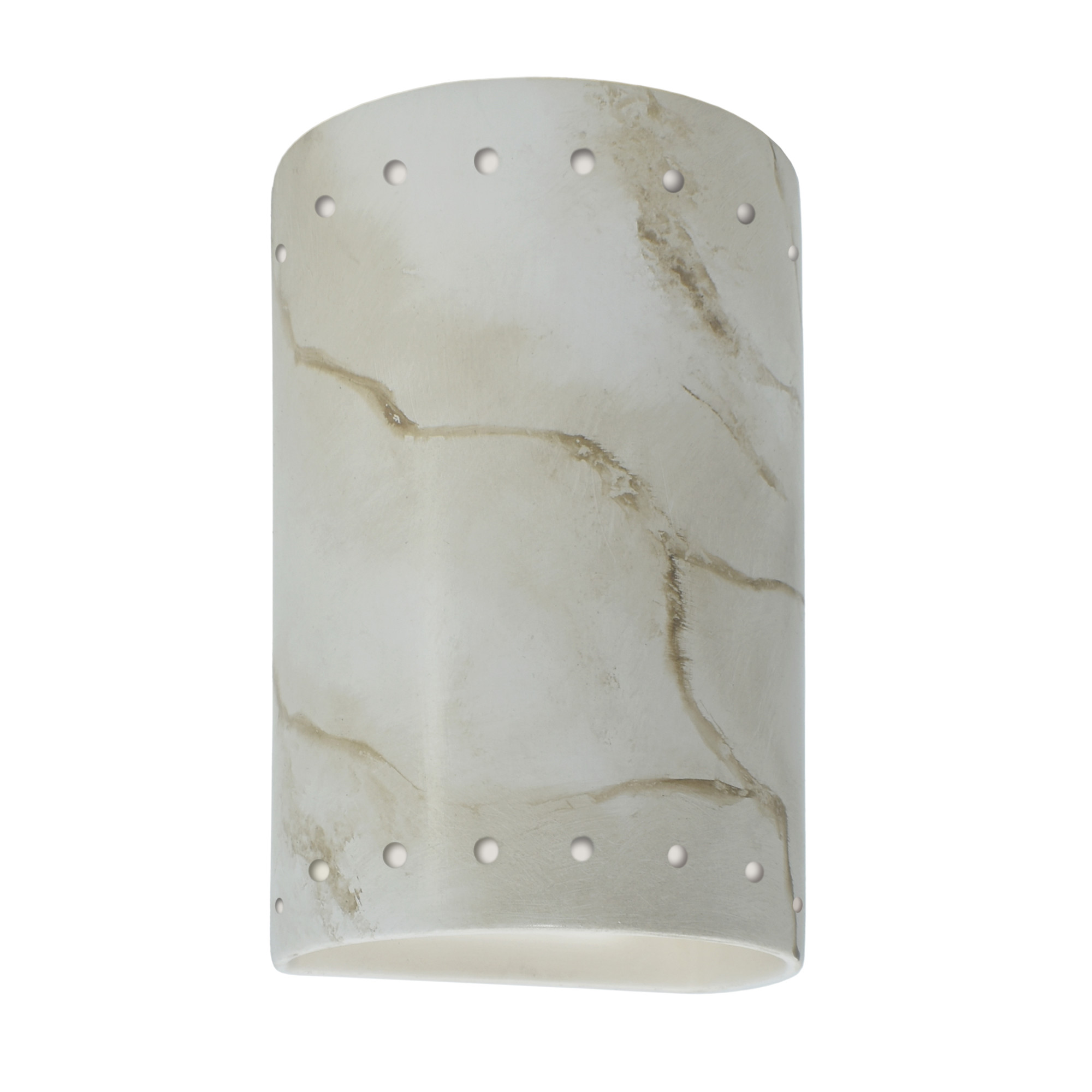 Photos - Chandelier / Lamp Justice Design Group CER-0995 Ambiance 10" Tall Perforated Half Cylinder Open Top Wall Sconce Carrara Marble Indoor Lighting
