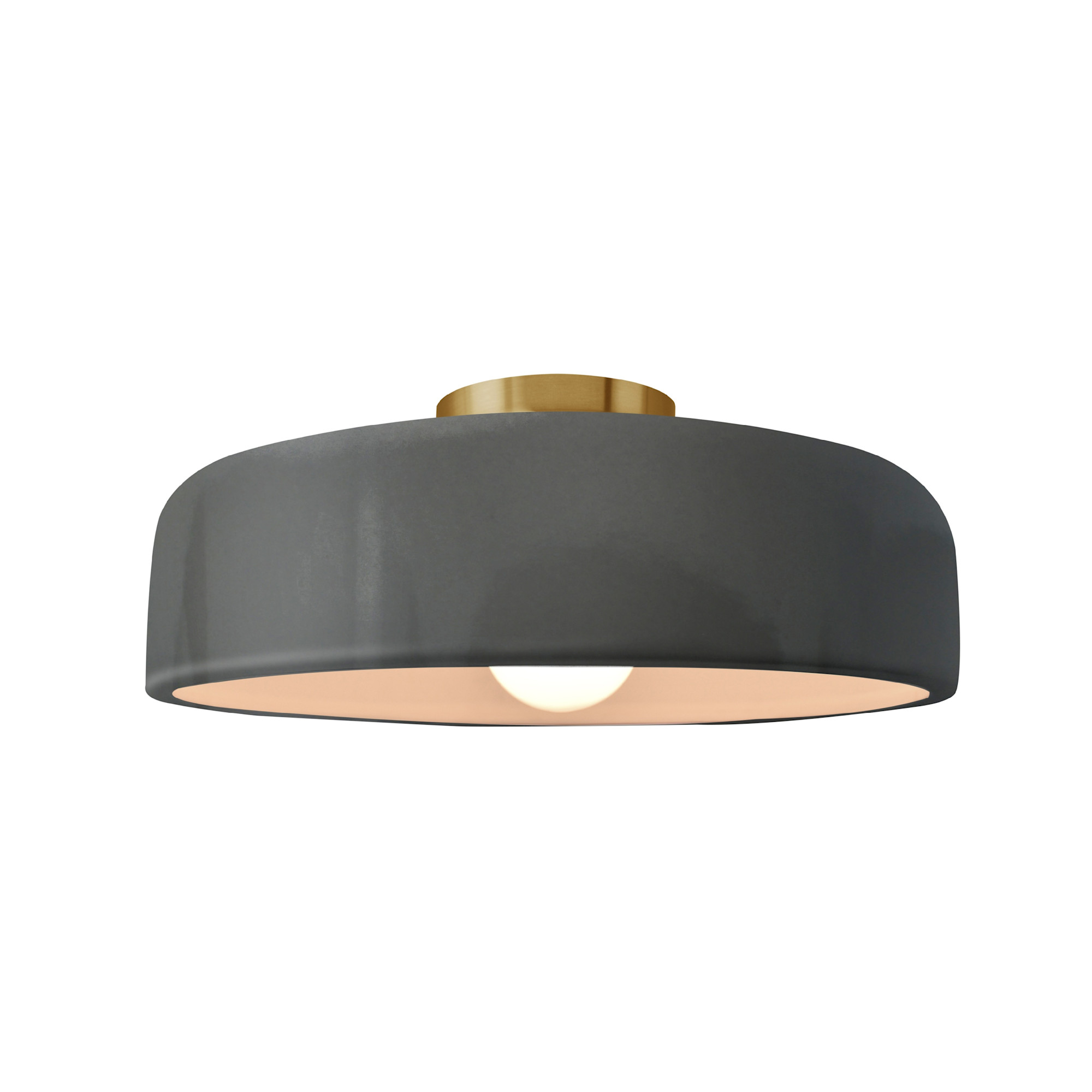 Photos - Chandelier / Lamp Spire Justice Design Group CER-6343-GRY Radiance Collection -  13" Wide Semi-Flush Ceiling Fixture with Gloss Grey Shade Brus 