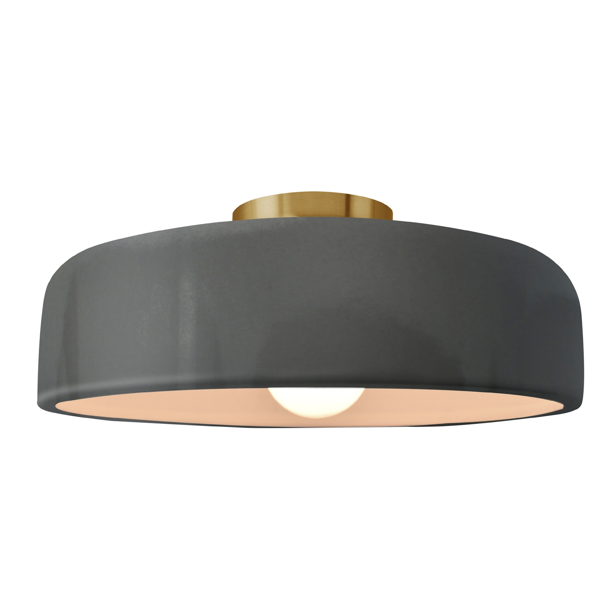 Photos - Chandelier / Lamp Spire Justice Design Group CER-6345-GRY Radiance Collection - 16" Wide Semi-Flush Ceiling Fixture with Gloss Grey Shade Brus