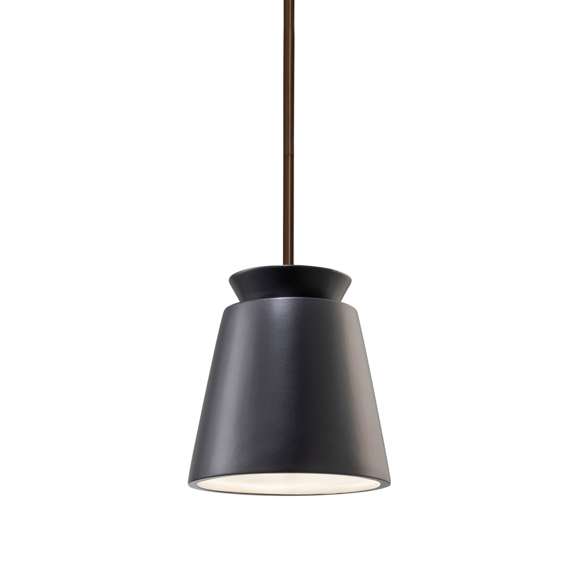 Photos - Chandelier / Lamp Justice Design Group CER-6425-CRB-RIGID Radiance 8" Wide Mini Pendant with a Ceramic Carbon Matte Black Shade Dark Bronze In