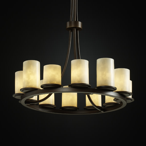 Photos - Chandelier / Lamp Dakota Justice Design Group CLD-8763-10 Clouds 28"  12 Light Pillar Candle Chandelier Dark Bronze Indoor Lighting Chandeliers 