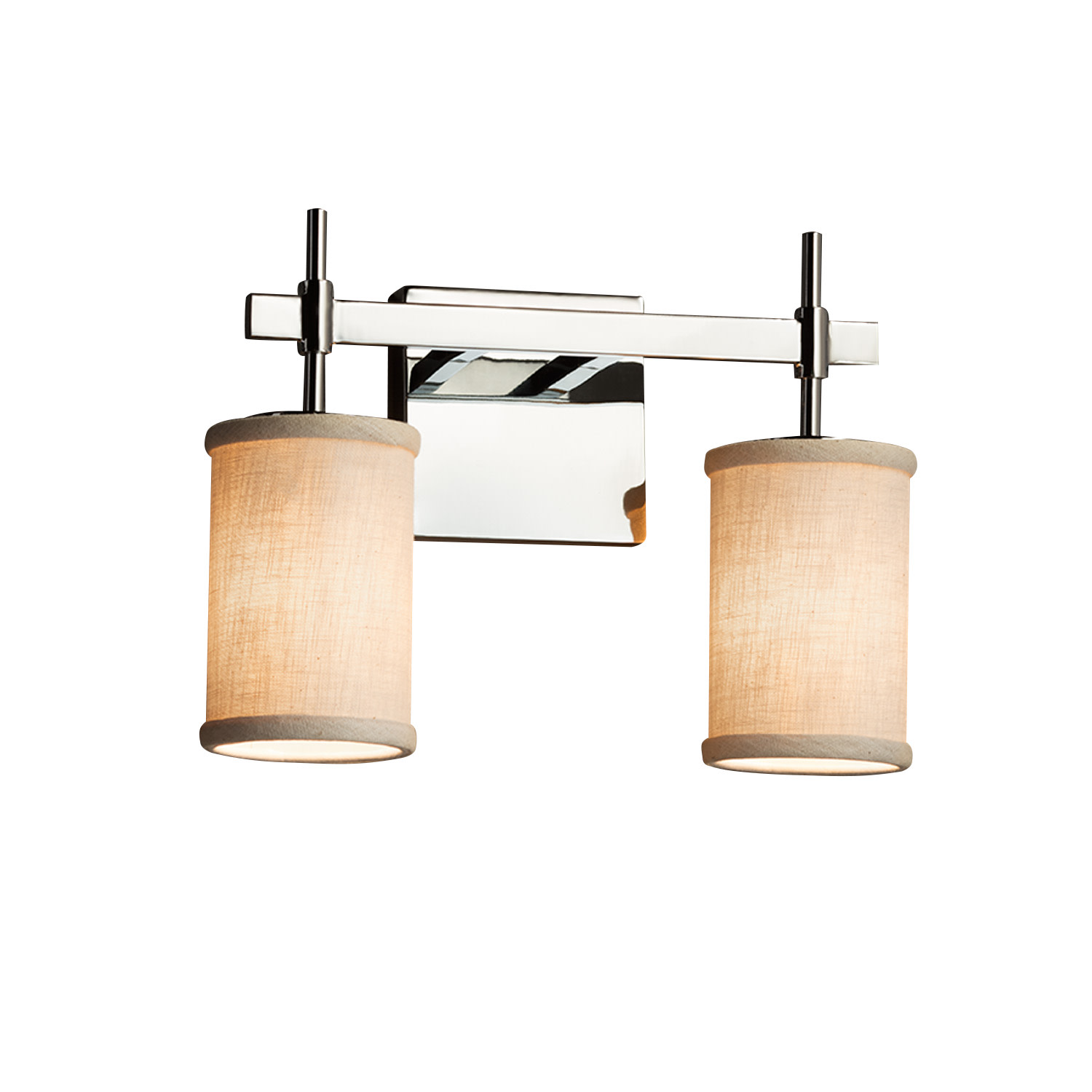 Photos - Chandelier / Lamp Union Justice Design Group FAB-8412-10-CREM Textile 13"  2 Light Vanity Light Polished Chrome Indoor Lighting Bathroom Fixtur 