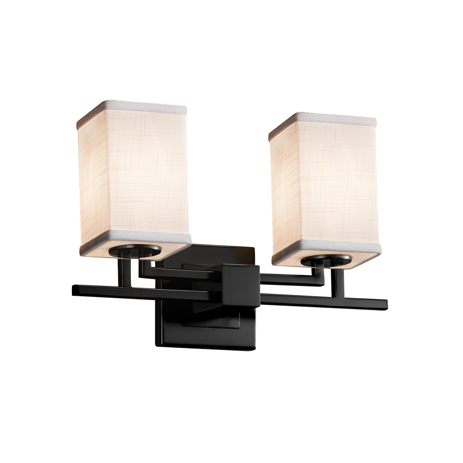 Photos - Chandelier / Lamp Aero Justice Design Group Matte Black Justice Design Group FAB-8702-15-WHTE-LED2-1400 Textile 16"  2 Light... Model FAB-8702 