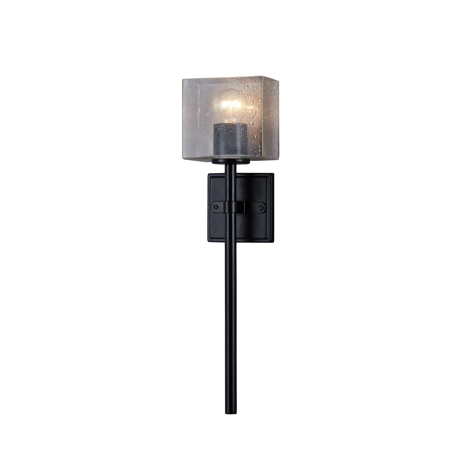 Photos - Chandelier / Lamp Justice Design Group FSN-4391-SEED Spruce 22" Tall Wall Sconce with Seedy Glass Shade - Bulb Included Matte Black Indoor Lig