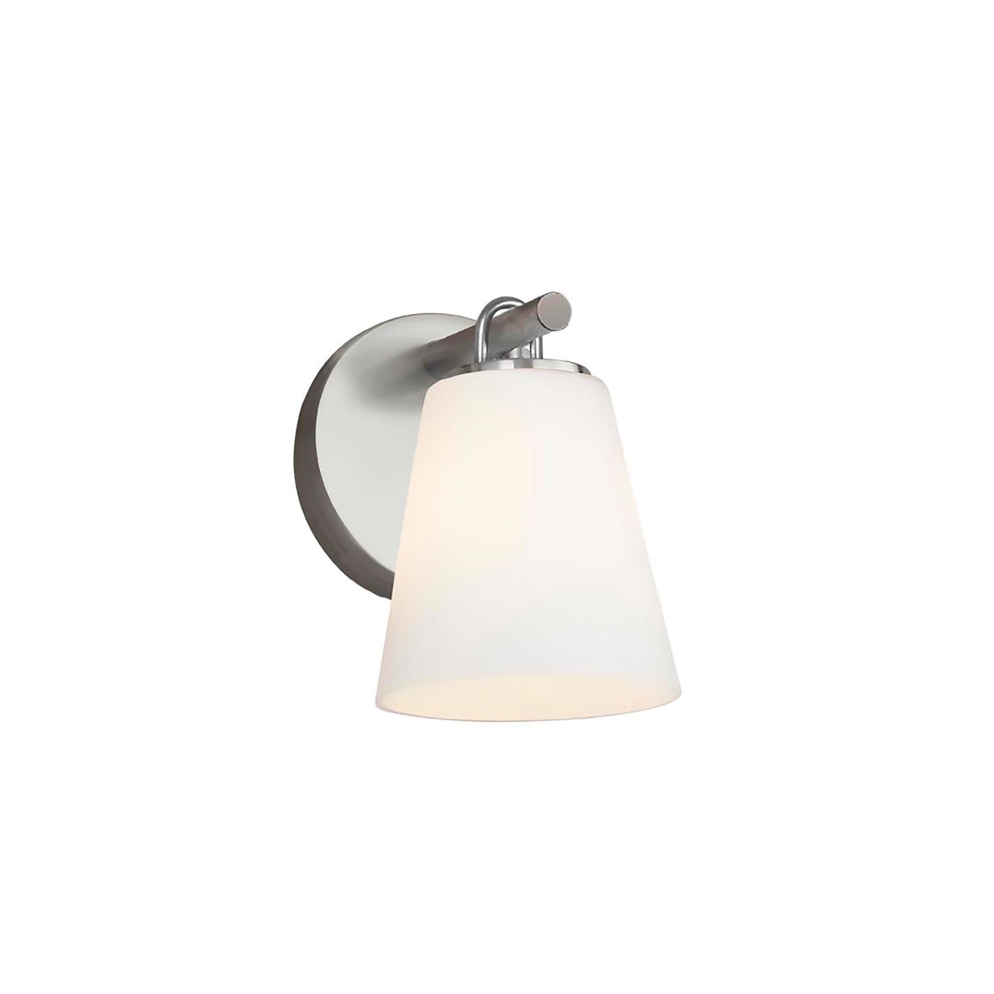 Photos - Chandelier / Lamp Alpino Justice Design Group FSN-8031-OPAL  7" Tall Bathroom Sconce with Opal Artisan Glass Shade Brushed Nickel Indoor Lighti 