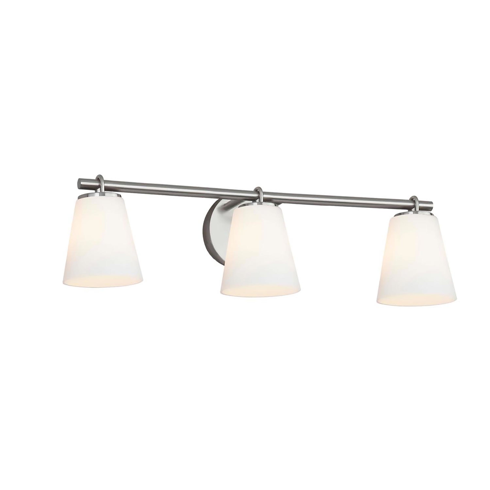 Photos - Chandelier / Lamp Alpino Justice Design Group FSN-8033-OPAL  3 Light 25" Wide Vanity Light with Opal Artisan Glass Shades Brushed Nickel Indoor 