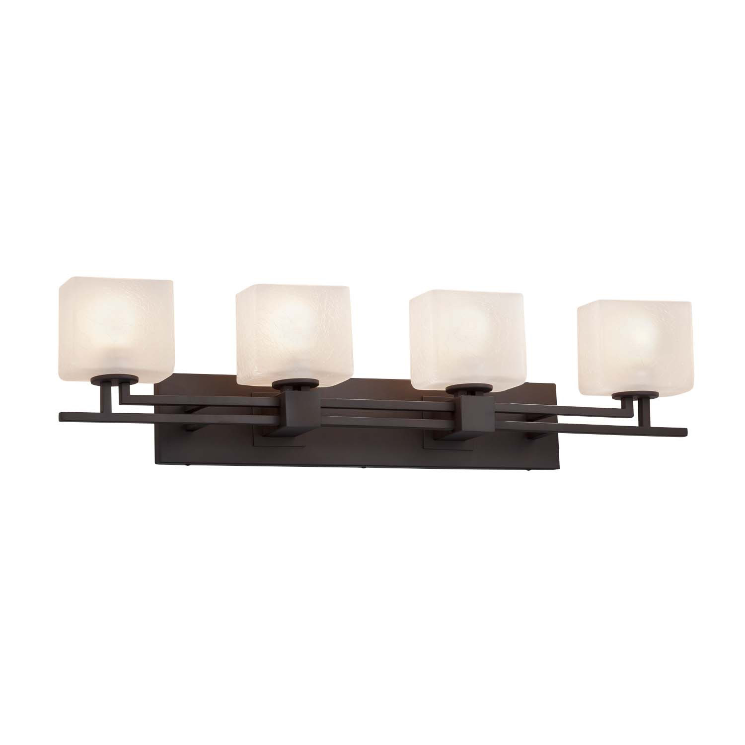 Photos - Chandelier / Lamp Aero Justice Design Group FSN-8704-55-FRCR  4 Light 36" Wide Vanity Light with Rectangular Frosted Crackle Glass Shades Dark 