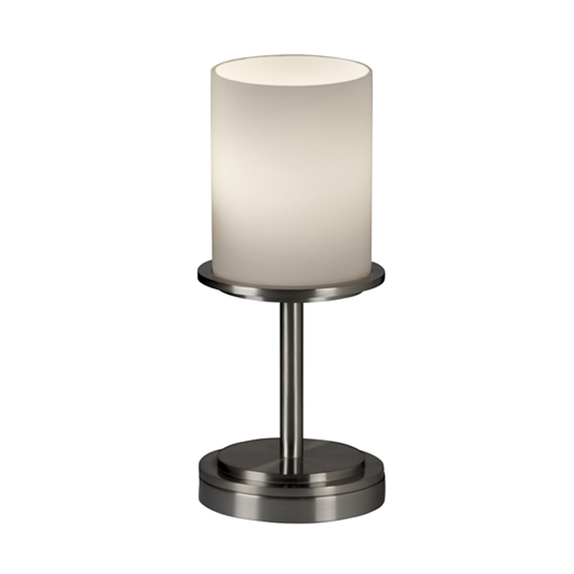 Photos - Desk Lamp Dakota Justice Design Group FSN-8798-10-OPAL  Single Light 12" Tall Table Lamp with Artisan Glass Shade Brushed Nickel Lamps 