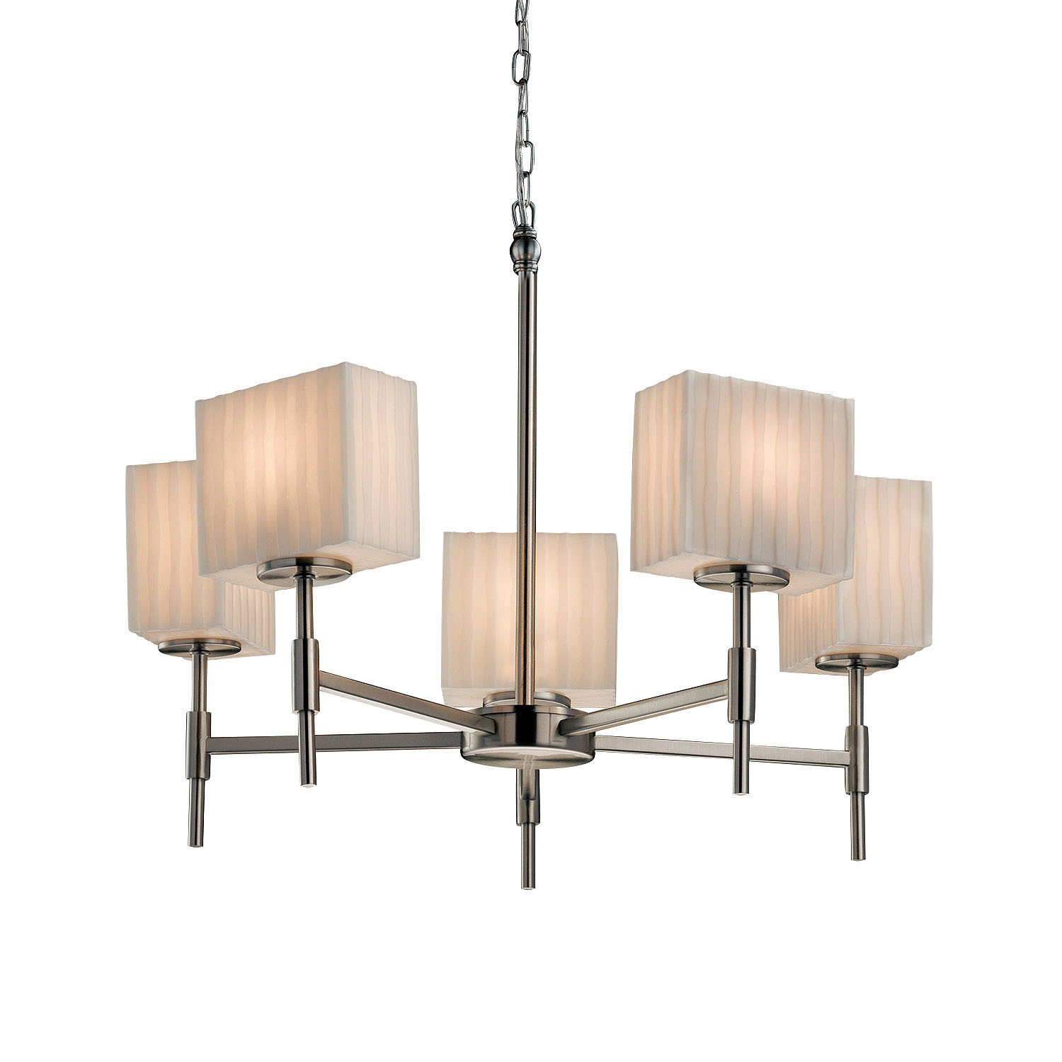 Photos - Chandelier / Lamp Union Justice Design Group PNA-8410-55-WFAL Porcelina 23"  5 Light Shaded Chandelier Brushed Nickel Indoor Lighting Chandelie 