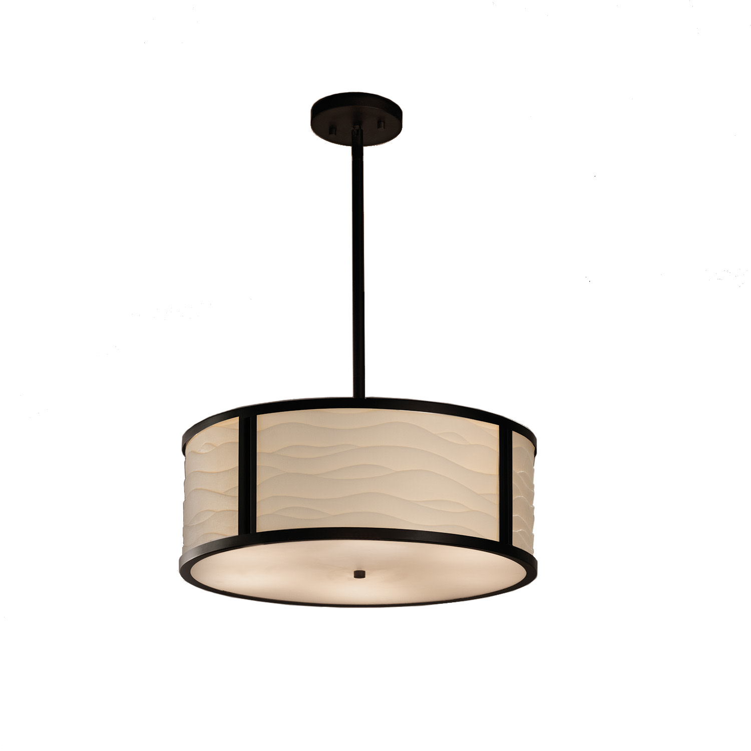 Photos - Chandelier / Lamp Wide Justice Design Group PNA-9541-WAVE Porcelina 18"  Tribeca 3 Light Drum Pendant Matte Black Indoor Lighting Pendants PNA 