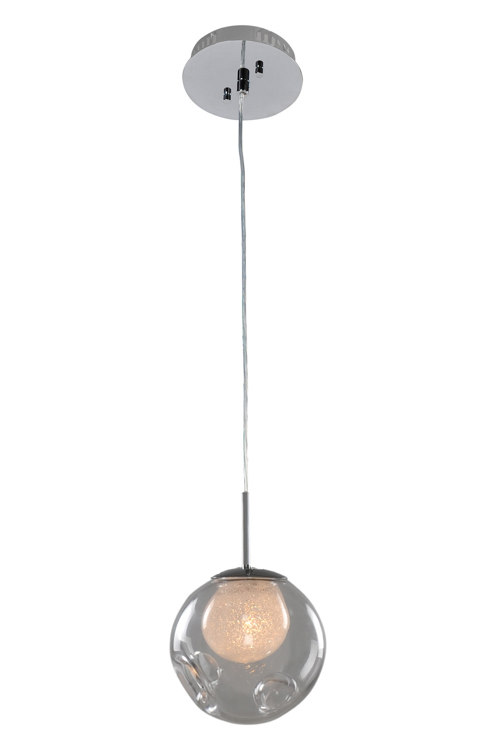 Kalco 309510 Meteor 1 Light Pendant Chrome / Clear Shade Indoor Lighting Pendants