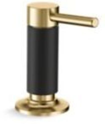Photos - Tap Hidden Part OZ Racing Kallista P23180 Juxtapose Deck Mounted Soap Dispenser with 16 Ounce Capacity Matte Black / Gold Accents Faucet Accessories a 