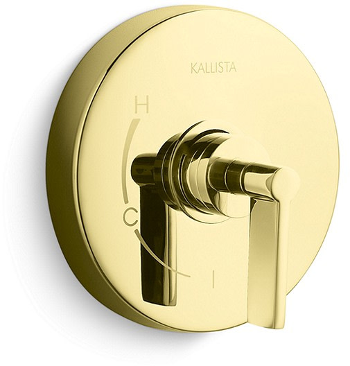 Photos - Shower System Kallista P24415-LV One Pressure Balanced Valve Trim Only with Single Lever Handle - Less Rough In Unlacquered Brass Showers