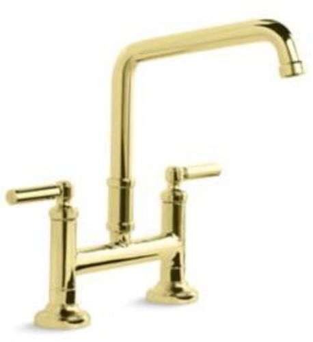 Photos - Tap Bridge Kallista P25001-00 Quincy 1.8 GPM Widespread  Kitchen Faucet Unlacquered Brass Faucet Kitchen Double Handle P25001-00 