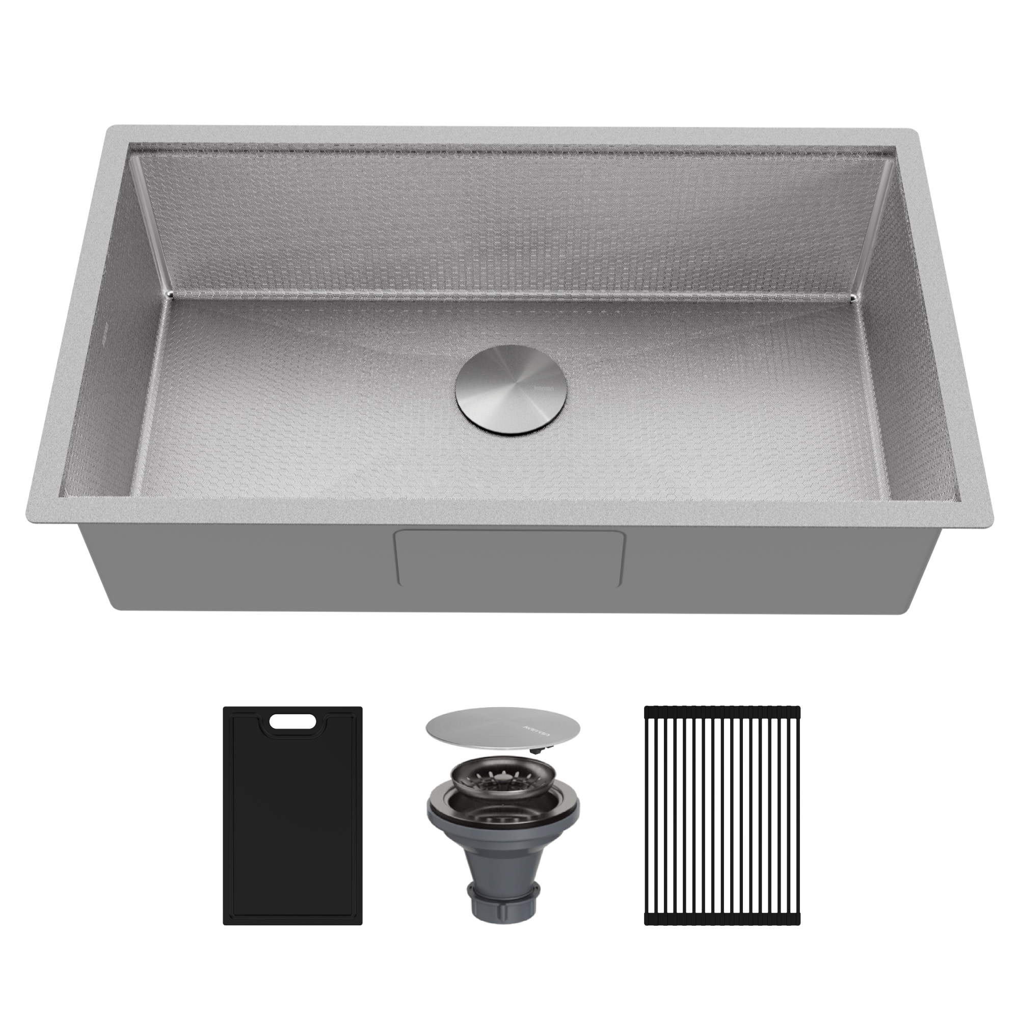 Photos - Kitchen Sink Matrix Karran USA HSU3219SB  32" Undermount Single Basin Stainless Steel  with Basket Strainer and Cutting Board 