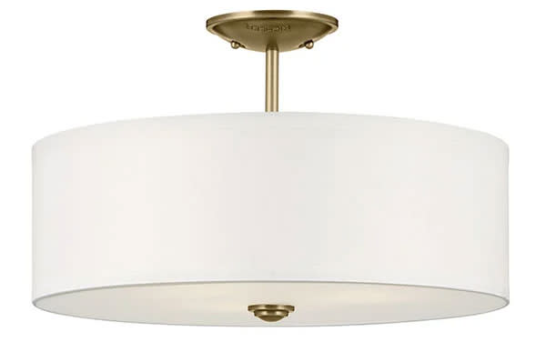 Photos - Chandelier / Lamp Kichler 43675 Shailene 3 Light 14" Wide Semi-Flush Drum Ceiling Fixture Natural Brass Indoor Lighting Ceiling Fixtures Semi 