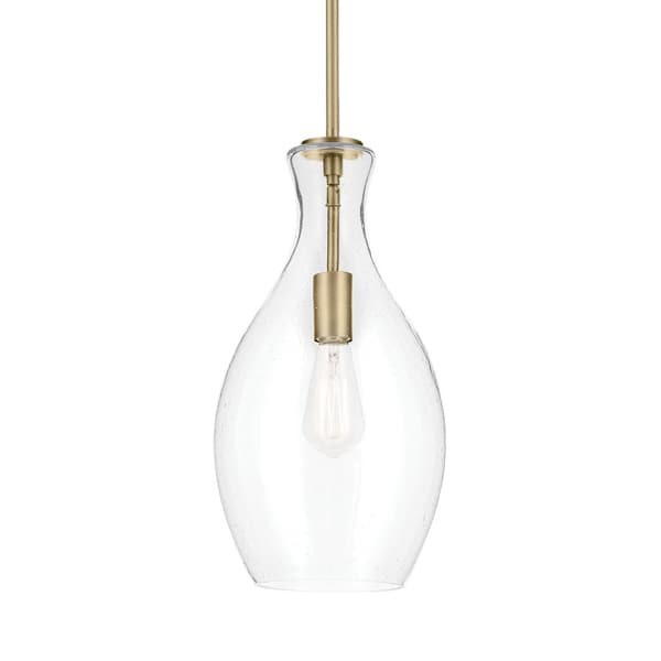 Photos - Chandelier / Lamp Kichler 42047 Everly 9" Wide Mini Pendant Natural Brass / Clear Seeded Indoor Lighting Pendants 42047NBRCS 