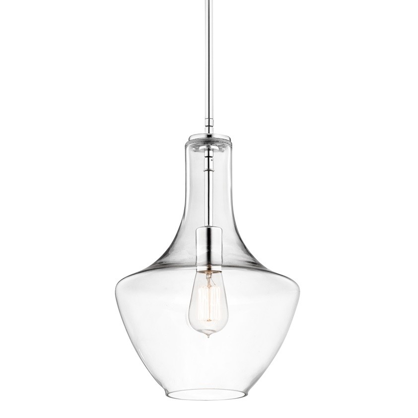 Photos - Chandelier / Lamp Kichler 42141CLR Everly Single Light 11" Wide Pendant with Clear Glass Shade Chrome Indoor Lighting Pendants 42141CHCLR 